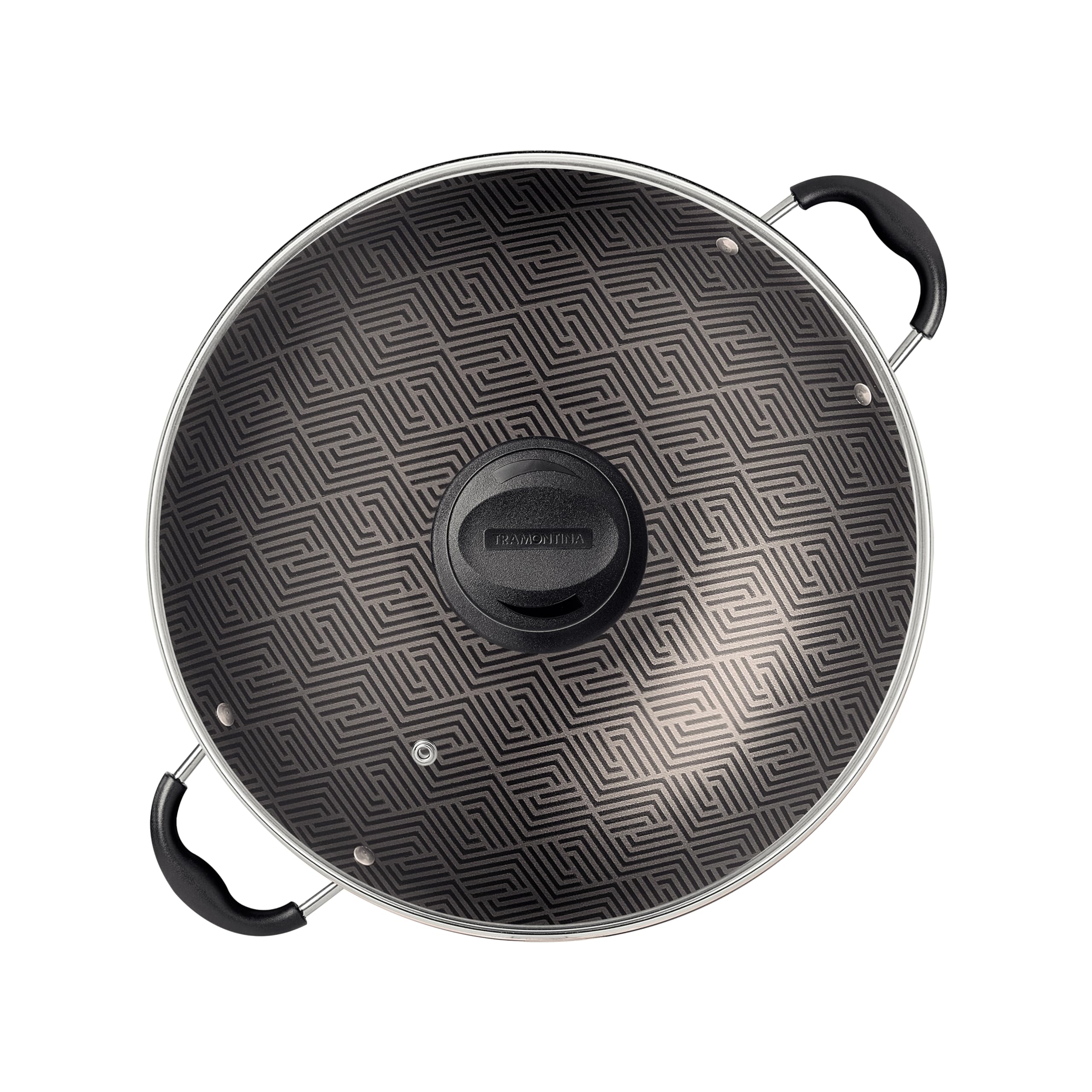 Tramontina Paris 36cm Aluminum Wok with Starflon Max Non-Stick Coating & Glass Lid - 6.0L Capacity - Perfect for Stir-Frying, Deep Frying & Asian Cooking