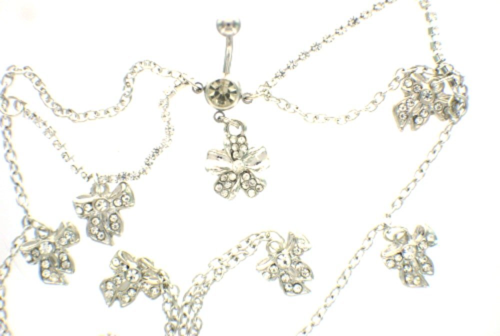 Body Accentz® 14G Dangle Belly Button Ring - Elegant Bow Navel Piercing Jewelry for Women | Perfect for Beach, Pool Parties & Summer Fashion