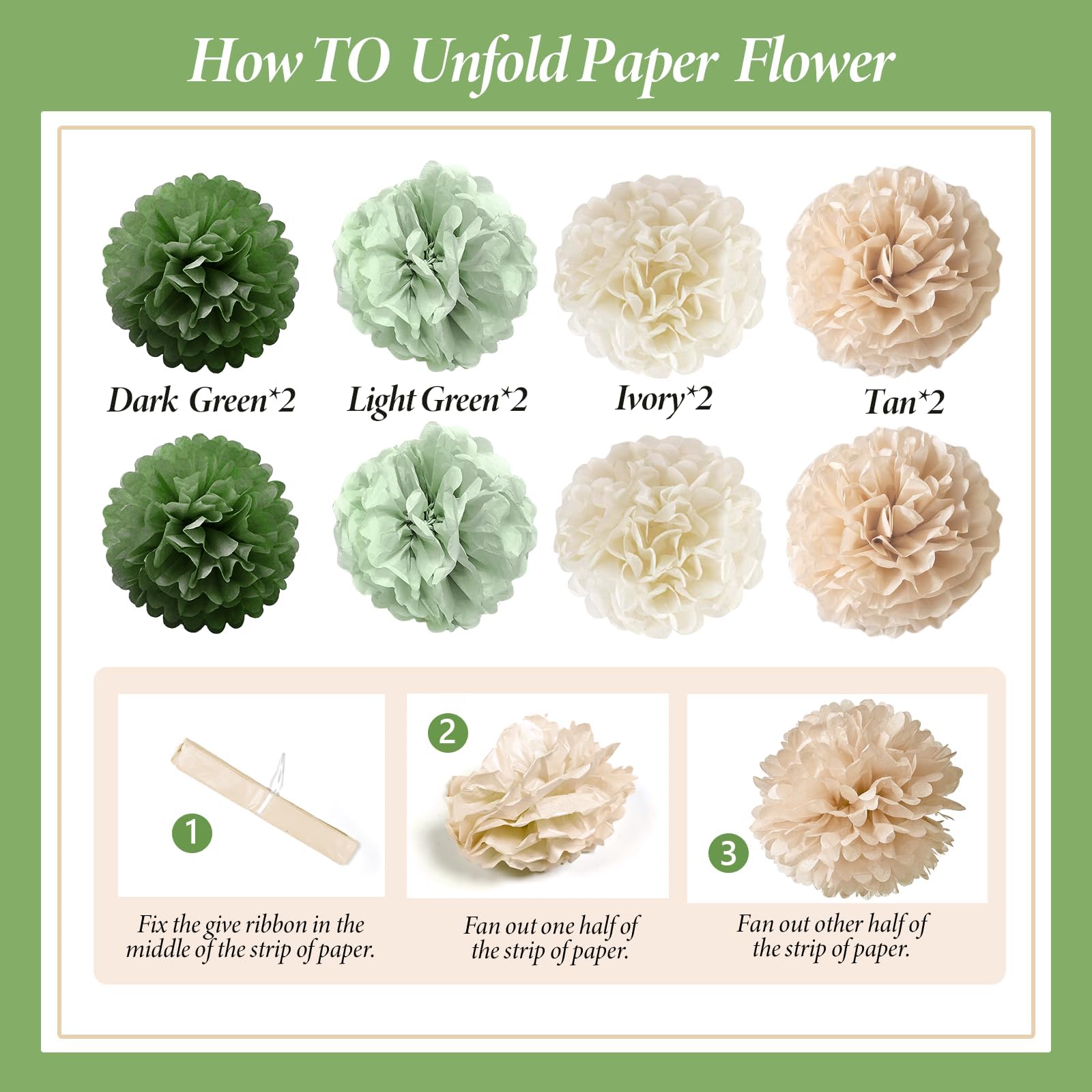 Sage Green Birthday Party Decorations Kit - Includes Banner, Tissue Tassels, Paper Pompoms, Balloons & Star Garland - Perfect for Women's Birthday Celebrations, Baby Showers & Bridal Showers