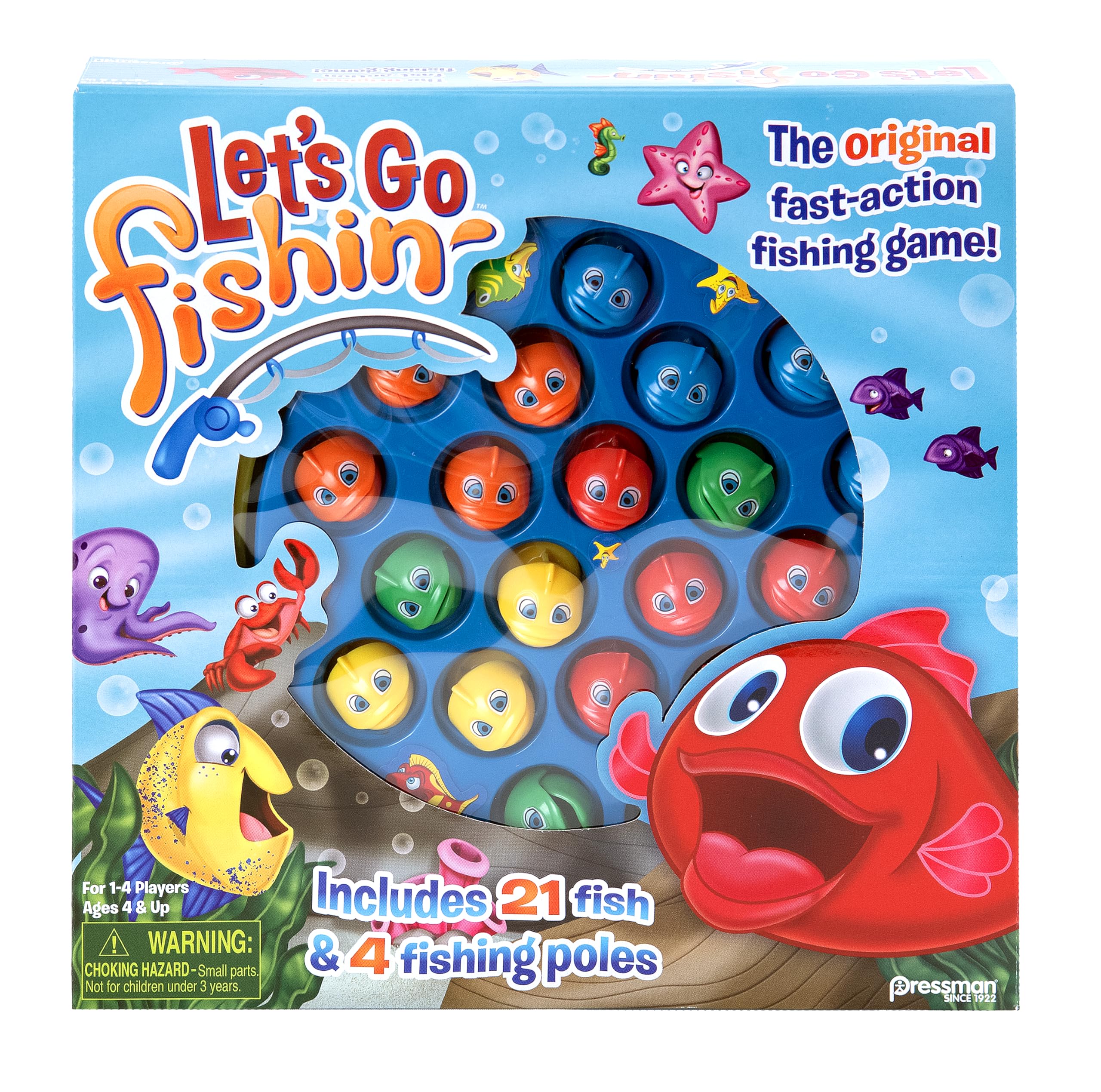 Pressman Let's Go Fishin' Game - Fast Action Family Fishing Board Game for Kids Ages 4+, 1-4 Players - Perfect for Birthday Parties, Family Game Nights & Preschool Learning Activities