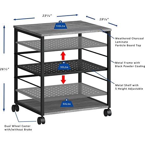 Lorell Under Desk Mobile Machine Stand - Heavy Duty Rolling Cart for Printers, Scanners & Office Equipment - Perfect for Home & Office Workspaces