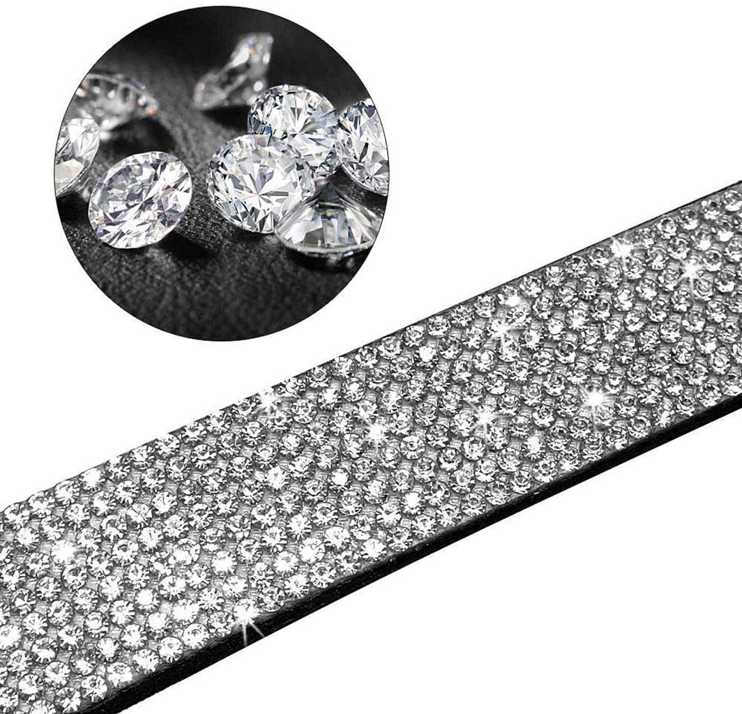 Sparkling Rhinestone Dog Collar - Soft Suede Leather Pet Collar with Crystal Diamonds for Small Dogs & Cats | Perfect for Parties, Weddings & Special Occasions