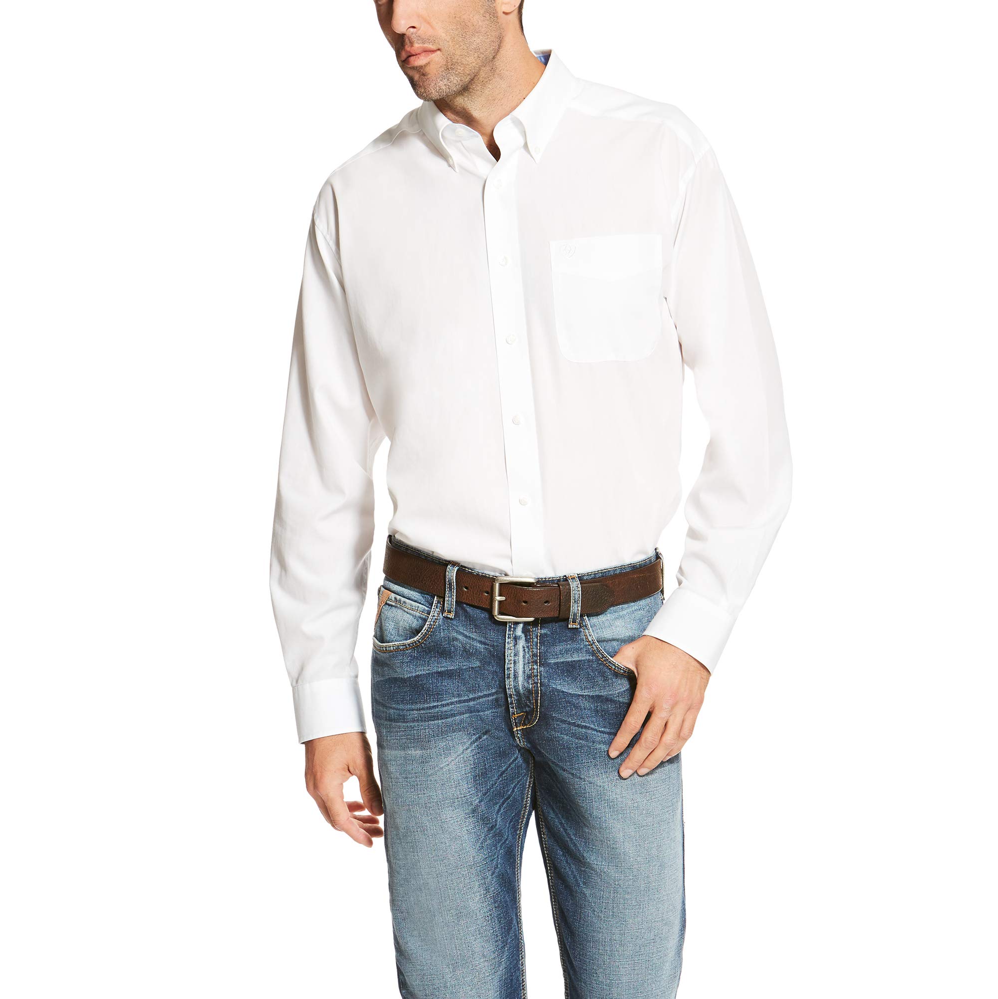 ARIAT Men's Wrinkle-Free Solid Dress Shirt - Comfortable Long Sleeve Button Down for Business Casual & Office Wear