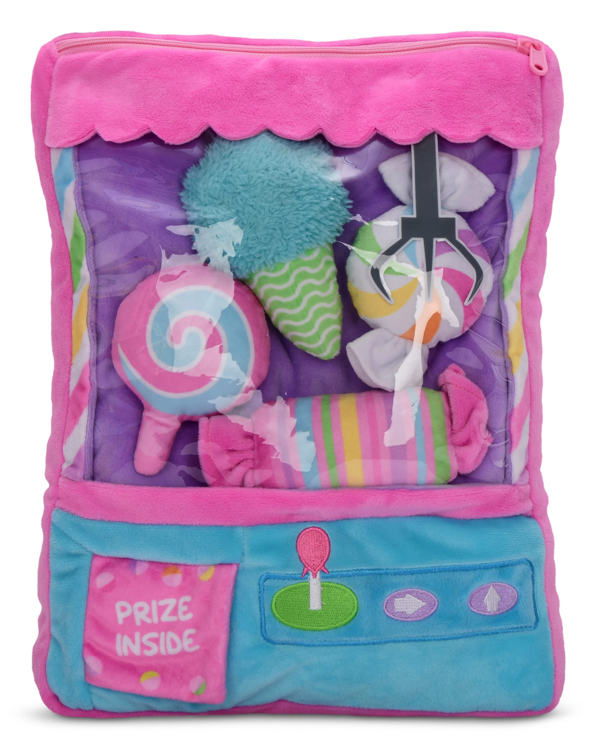iScream Sweet Surprise Claw Machine Themed 5-Piece Fleece Play Pillow Set with Embroidered Accents - Soft Kids Bedroom Decor, Playroom Cushions for Cozy Reading Nook & Sleepovers