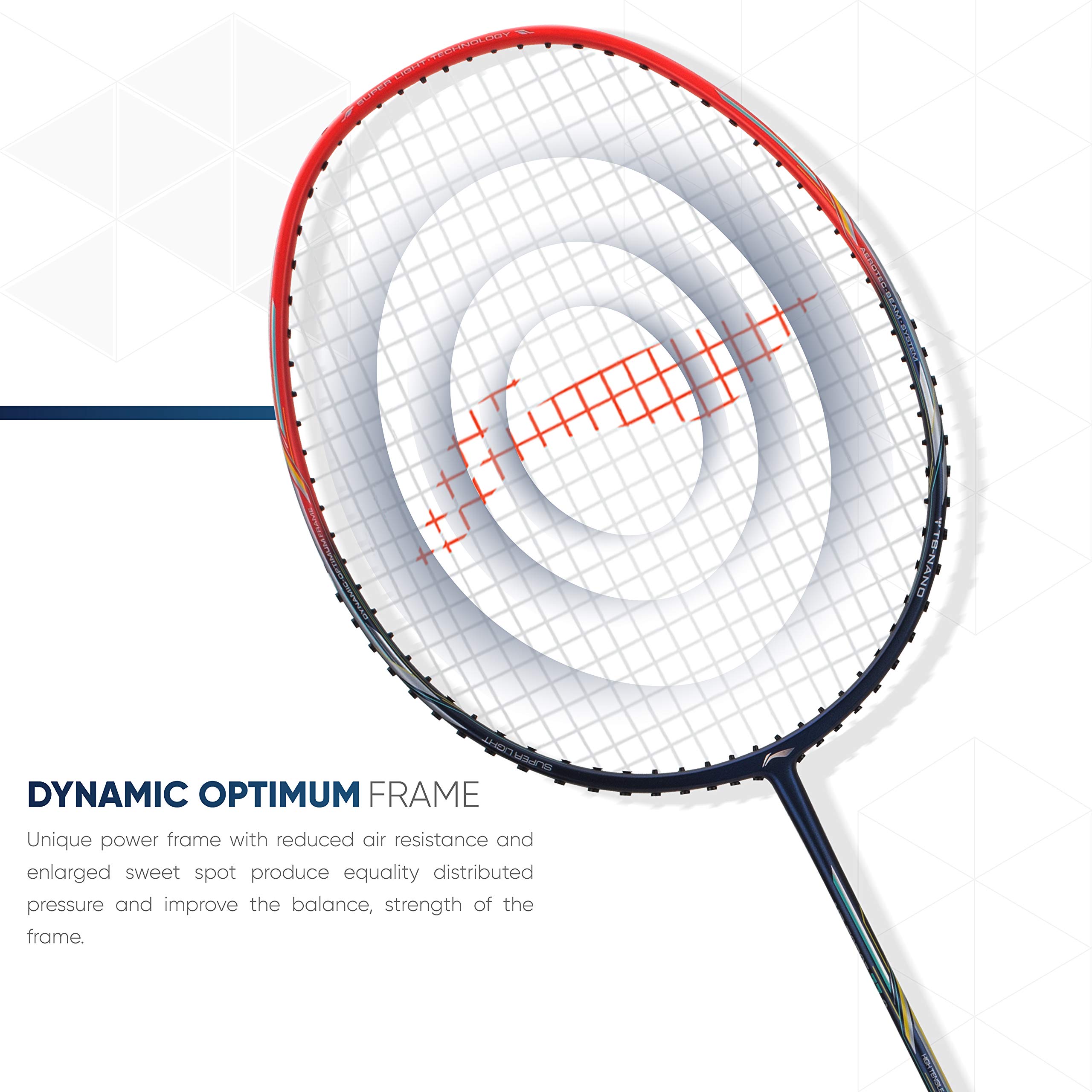 Li-Ning Air Force 77 G2 Carbon Fiber Badminton Racket with Full Cover - Professional Tournament Grade Shuttlecock Racket for Indoor/Outdoor Play - Navy/Red