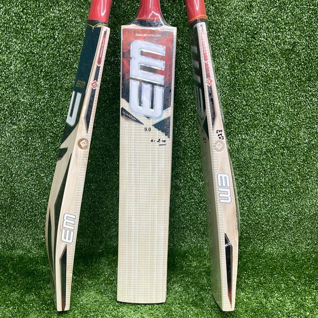 EM Quantum 9.0 English Willow Cricket Bat - Premium Grade for Professional Players - Perfect for Matches, Training & Outdoor Sports