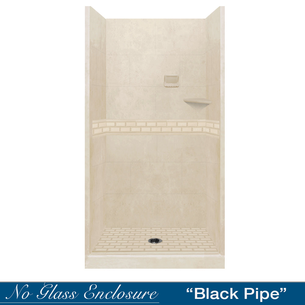 Alcove Desert Sand Sistine Stone & Subway Tile DIY Shower Remodel Kit - Waterproof Peel and Stick Backsplash for Bathroom, Kitchen, Laundry Room Renovation