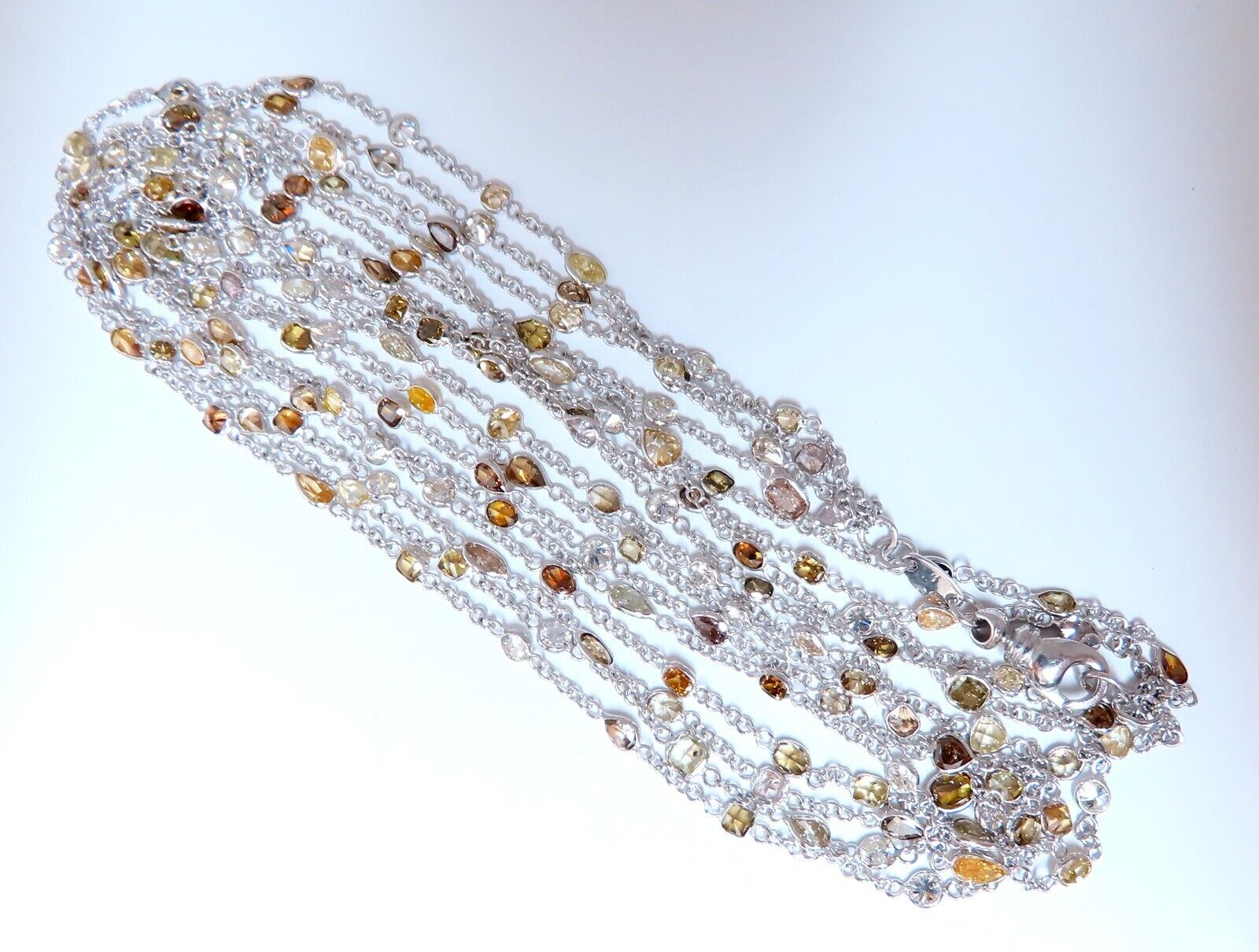 28.18ct Natural Multicolored Fancy Colored Diamond Necklace - 18K Gold 3-Strand Luxury Jewelry for Women, Perfect for Weddings, Parties & Special Occasions
