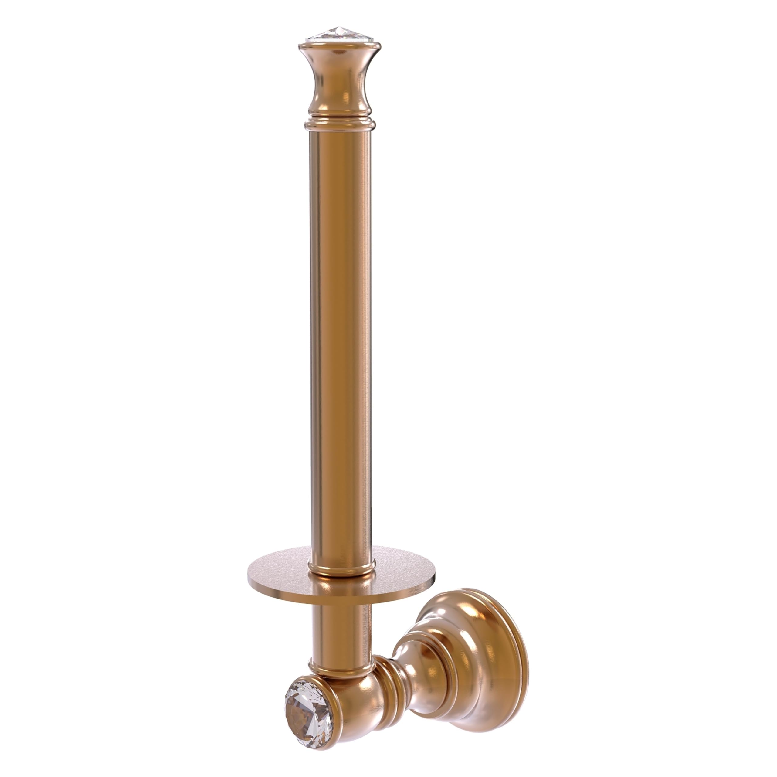 Allied Brass CC-24U Carolina Crystal Collection Brushed Bronze Upright Toilet Paper Holder - Bathroom Tissue Stand for Modern & Traditional Home Decor