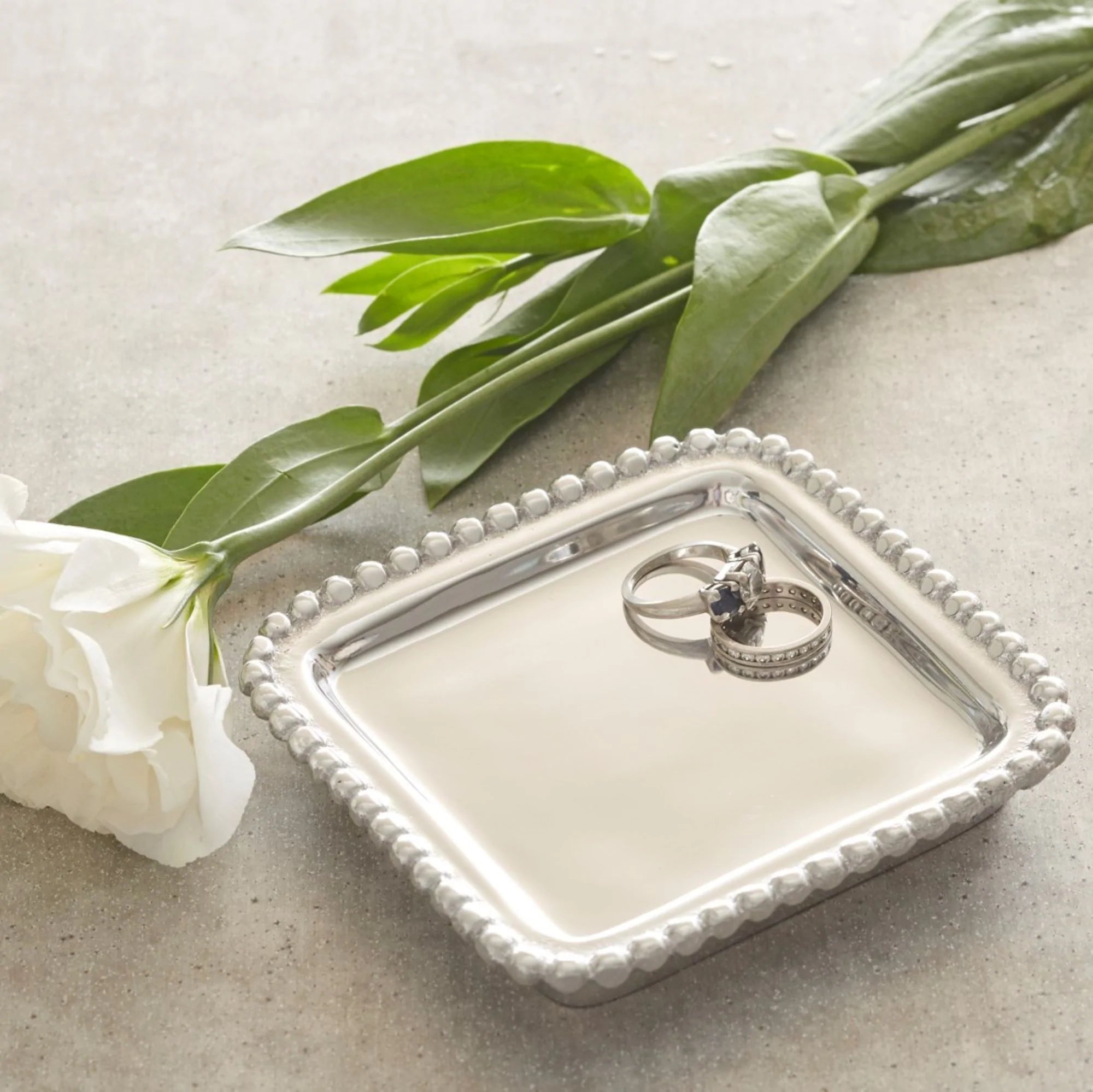 Elegant Beaded Square Tray - Handmade Decorative Serving Tray for Home Decor, Dining, and Gift Giving | Perfect for Coffee Tables, Centerpieces, and Party Serving