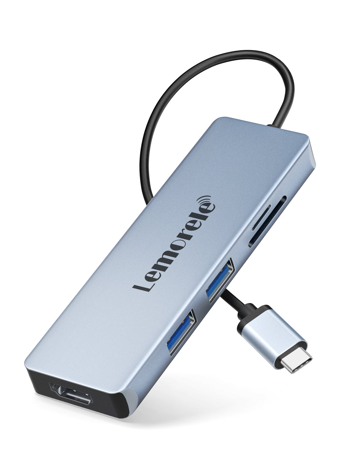 LEMORELE™ TC18 5-in-1 USB C Hub with 4K HDMI, USB 3.0, SD/TF Card Reader - Perfect for MacBook Pro, Dell XPS, and iPad Pro - Ideal for Home Office, Travel, and Multi-Screen Workstations