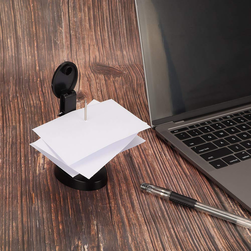 Black Metal Receipt Spike Holder for Office & Restaurant - Bill Fork, Memo & Check Organizer with Straight Rod - Perfect for Organizing Invoices, Notes & Orders