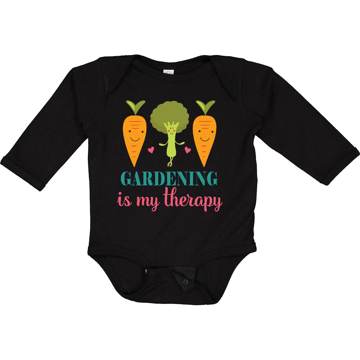 Inktastic Gardening Is My Therapy Long Sleeve Baby Bodysuit - Comfortable Organic Cotton Creeper for Infants, Toddler Gardening Outfit, Playtime & Outdoor Activities