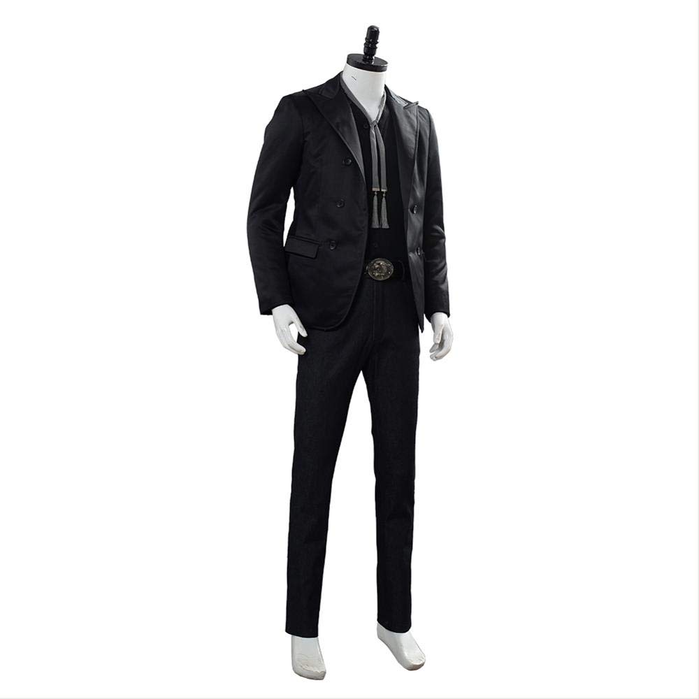 LILLIWEEN Men's Crowley Costume Halloween Cosplay Outfit - Black Shirt, Jacket & Pants Full Set | Fancy Dress Suit for Halloween Parties, Cosplay Events & Themed Gatherings