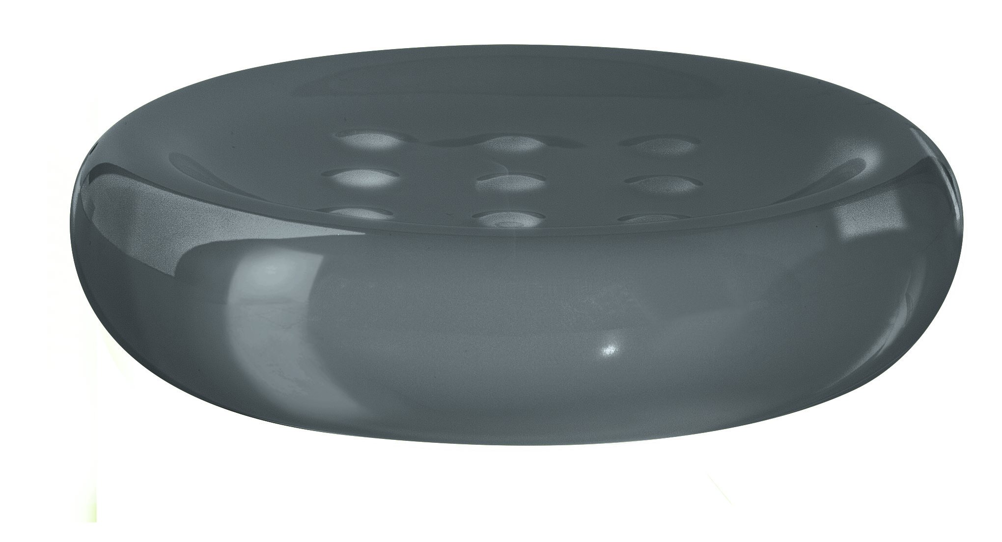 Colorful Round Soap Dish for Bathroom Countertop - Unique Grey Ceramic Soap Holder | Perfect for Modern Bathroom, Spa, and Guest Room Decor
