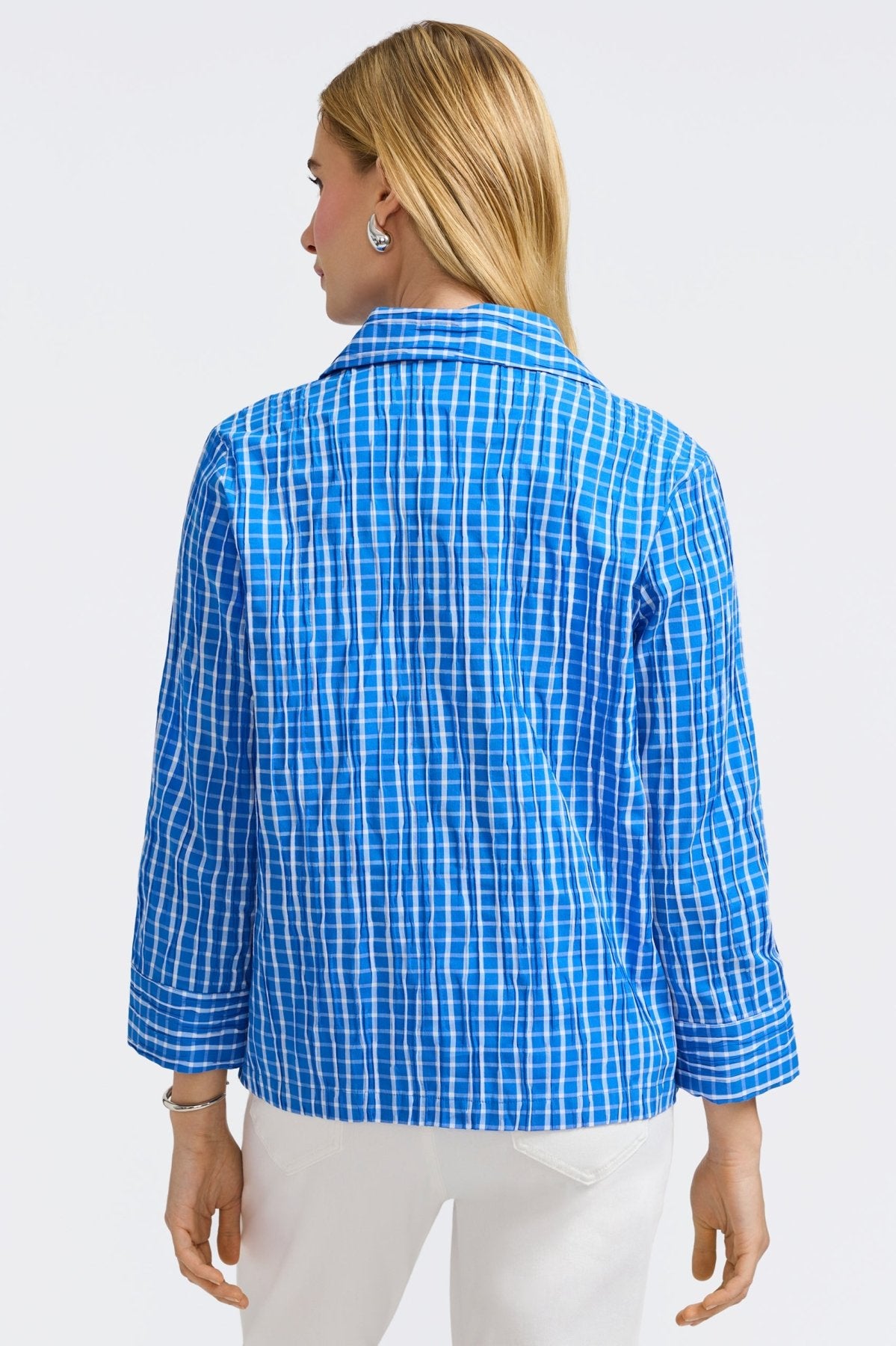 Sammy Crinkle 3/4 Sleeve Popover Shirt Jacket for Women - Stylish Casual & Office Wear - Perfect for Spring & Fall Layering