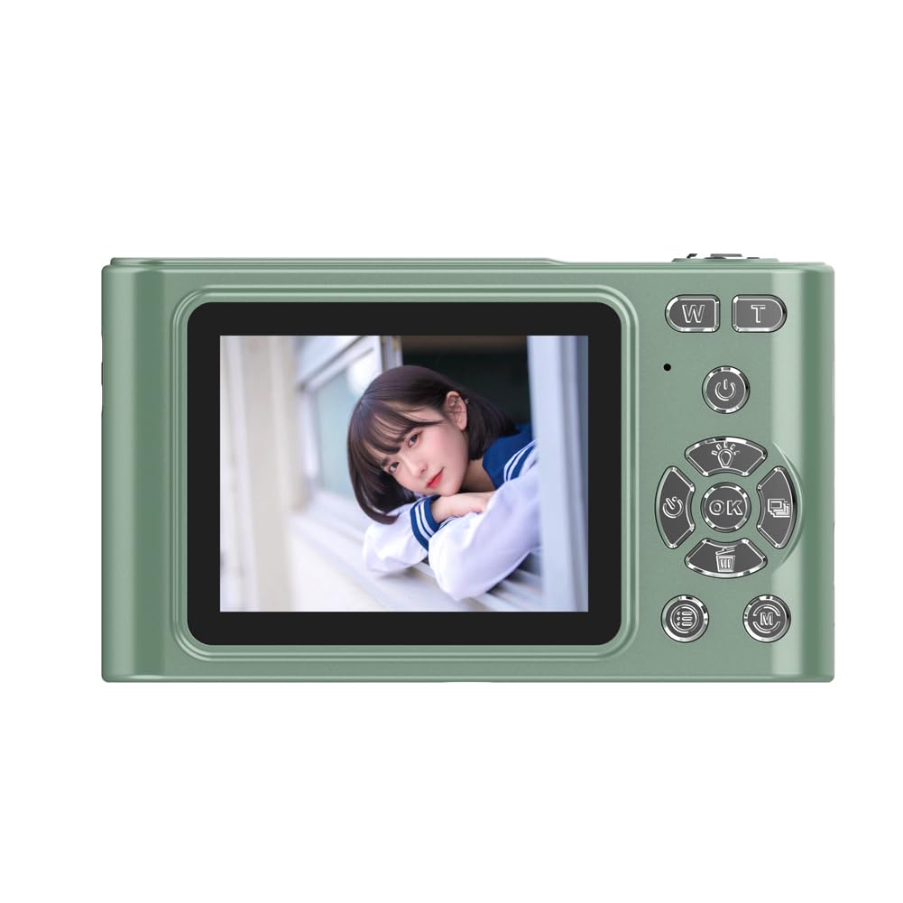 Fegtrtyoa HD 1080P 2.4 Inch Digital Camera - 16x Zoom Rechargeable Compact Camera with 240x320 Resolution (Green) | Perfect for Travel, Vlogging & Everyday Photography