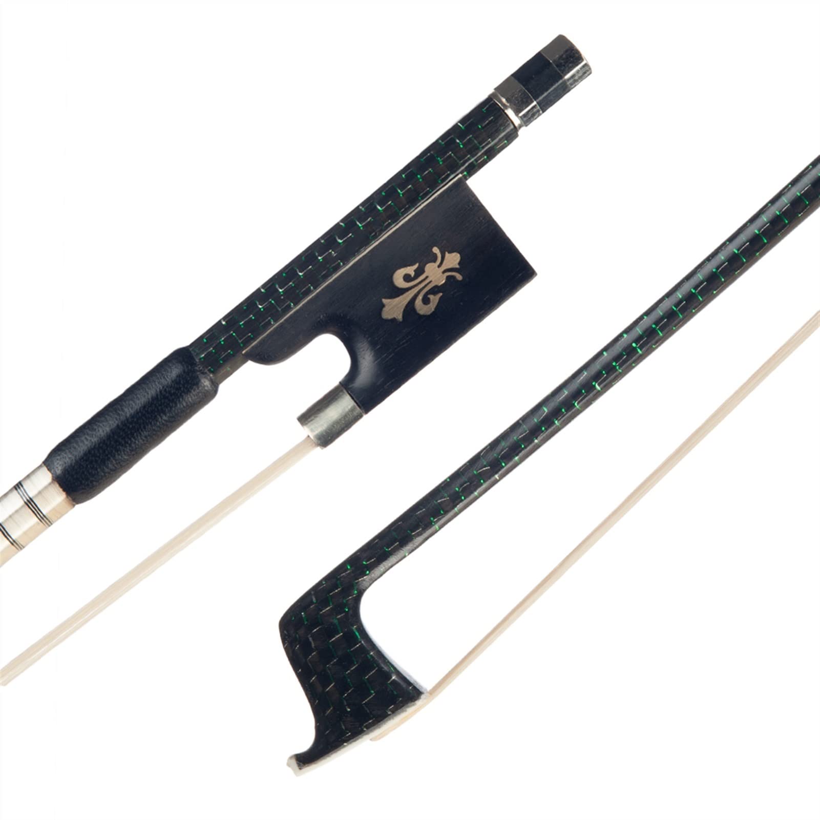 Premium 4/4 Carbon Fiber Violin Bow with Green Silk Wrapping - Cupronickel Silver Mounted & Ebony Frog - Professional Grade for Violinists | Perfect for Classical Performances, Practice Sessions & Stage Shows