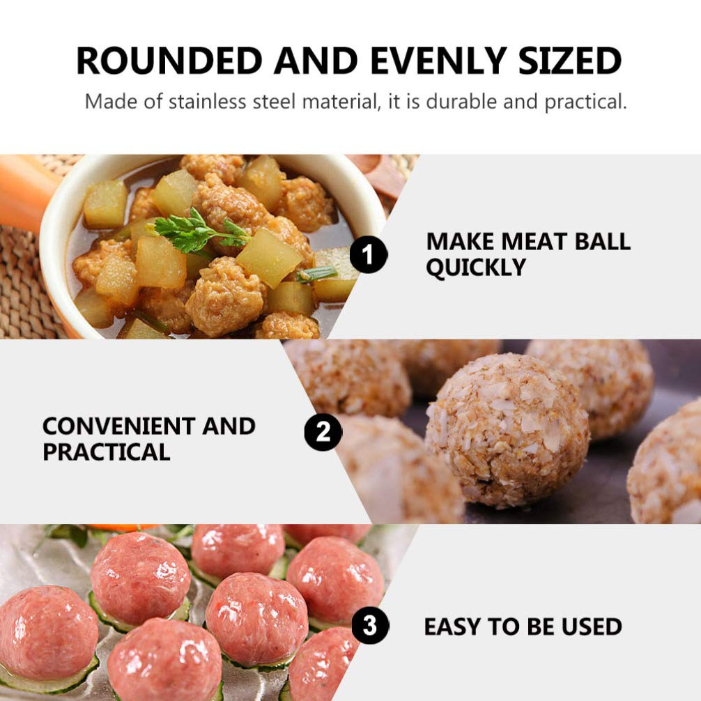 3pcs Meatball Maker Tool Set - Stainless Steel Meat Ball Scoop, Fish Ball Maker & Handheld Meatball Clip - Perfect for Homemade Meatballs, Fish Balls & Dumplings - Essential Kitchen Gadget for Cooking, Meal Prep & Party Food Making