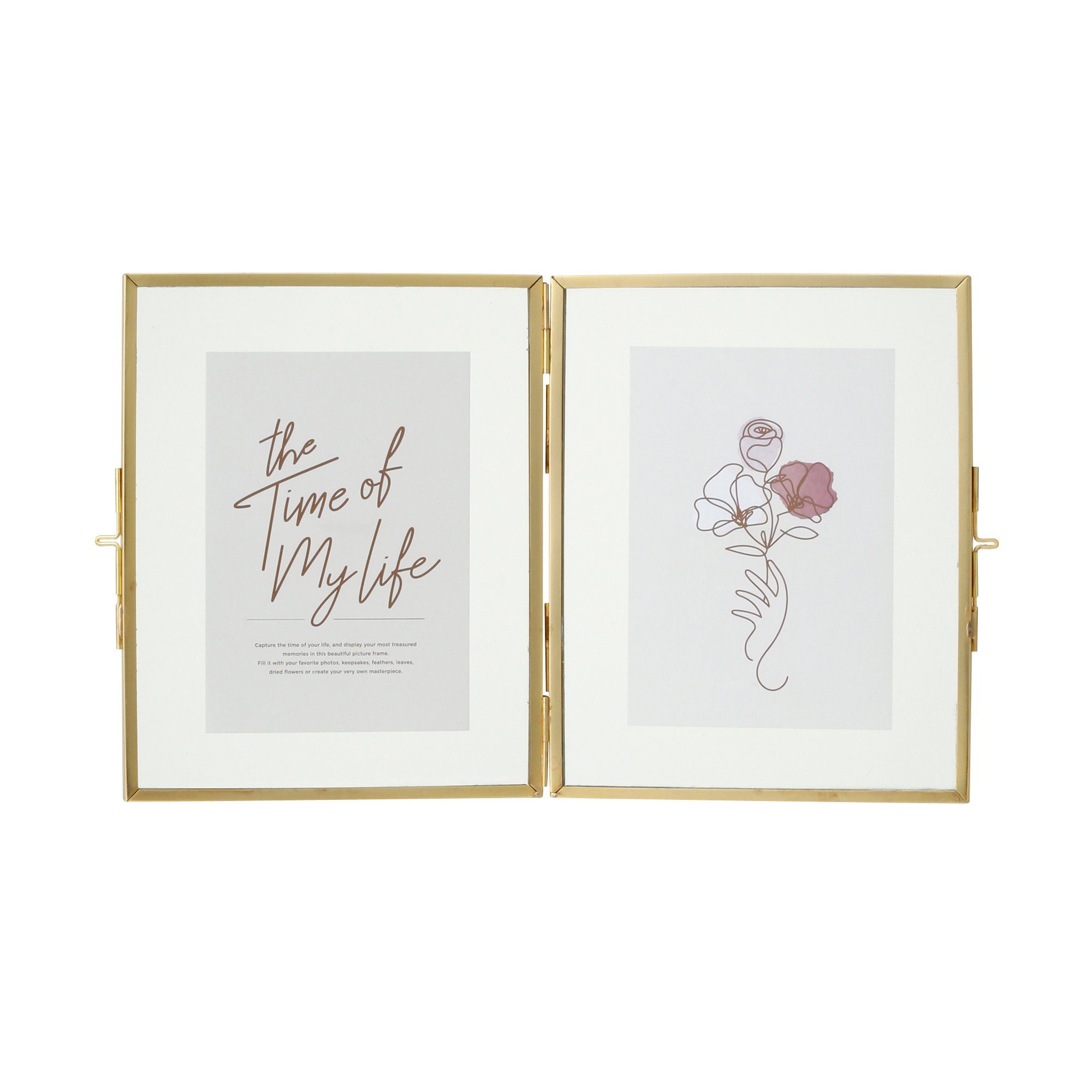 Premium Gold Metal Glass Frame with 2 Windows - Elegant Home & Office Decor for Picture Display and Wall Art