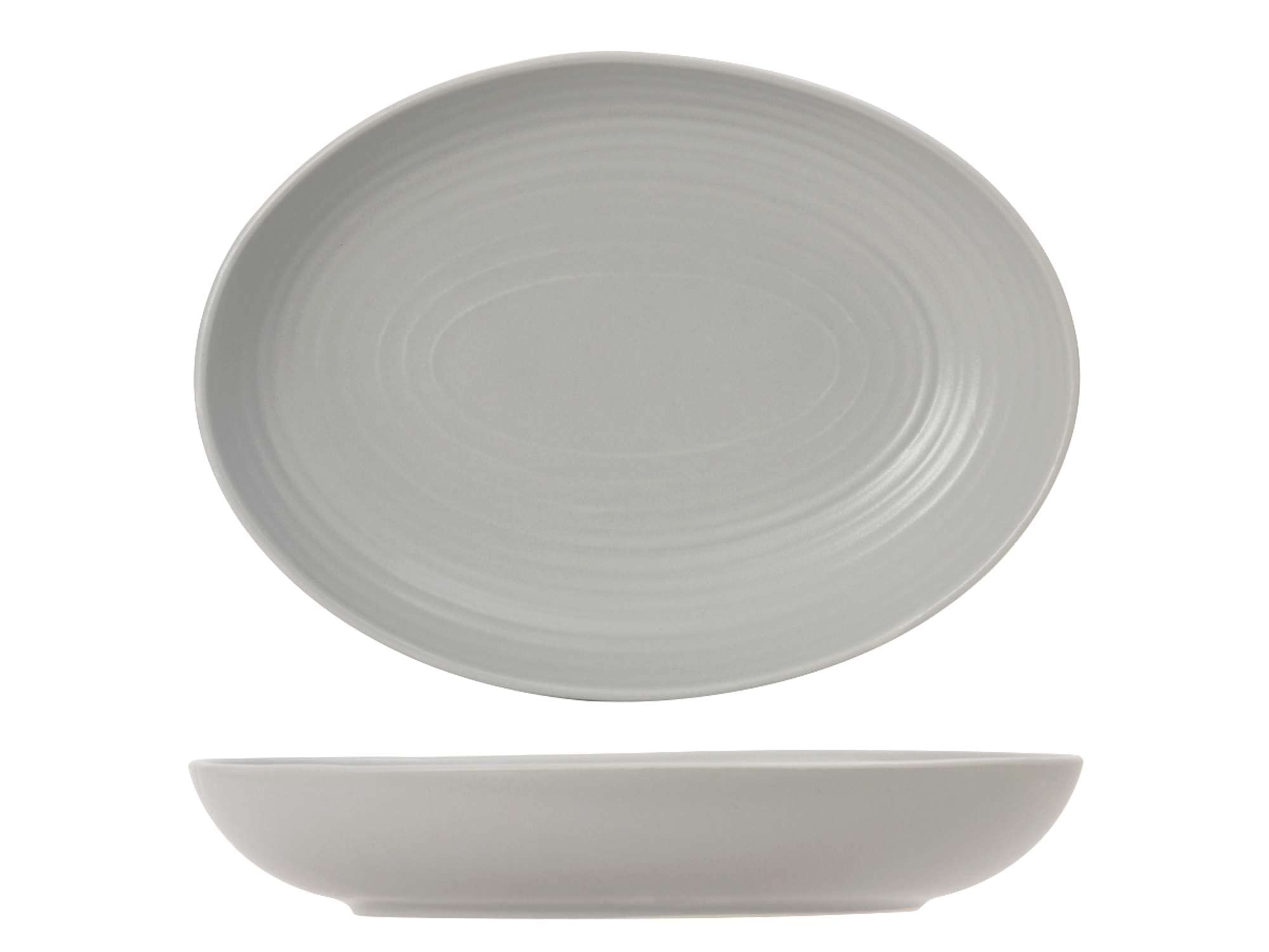 Tuxton Zion Matte Gray Embossed Solid Color Coupe 35-Oz Oval Bowl - Set of 12, Scratch & Chip Resistant, Lead-Free, Dishwasher & Microwave Safe - Perfect for Restaurants, Catering, and Home Dining