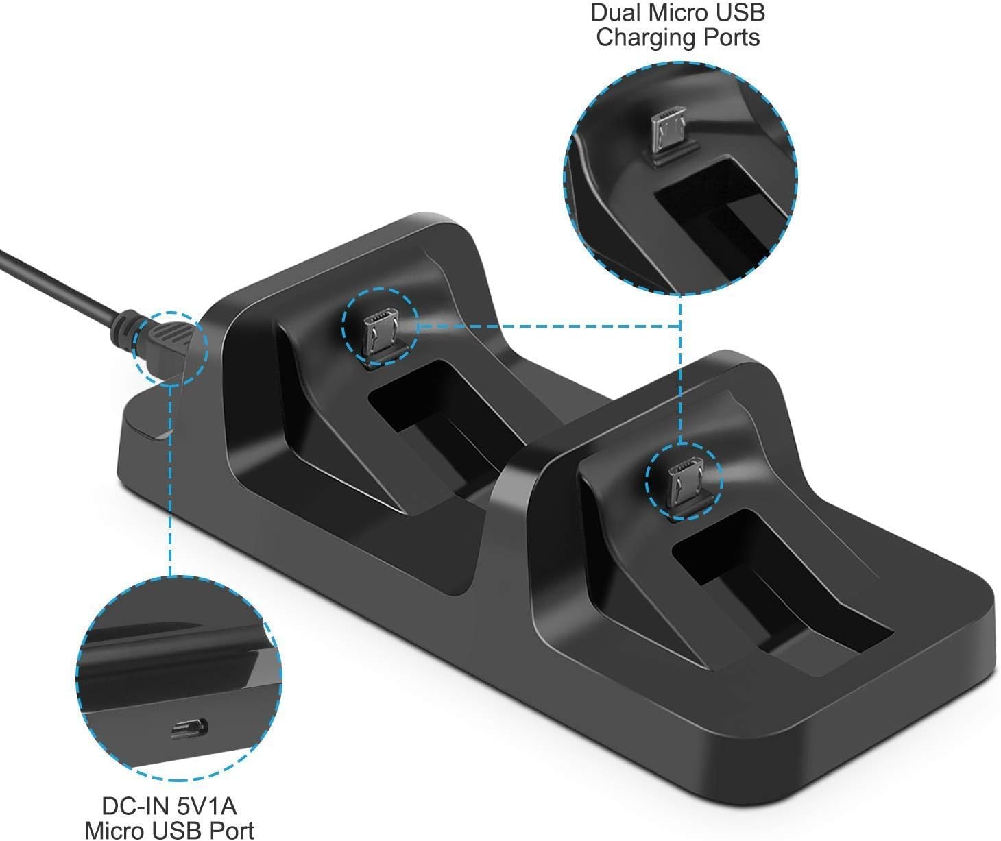 DualShock 4 Charging Station for PS4/PS4 Pro/PS4 Slim - Fast Dual Controller Charger Dock with LED Indicators | Perfect for Gaming Sessions & Multiplayer Setups