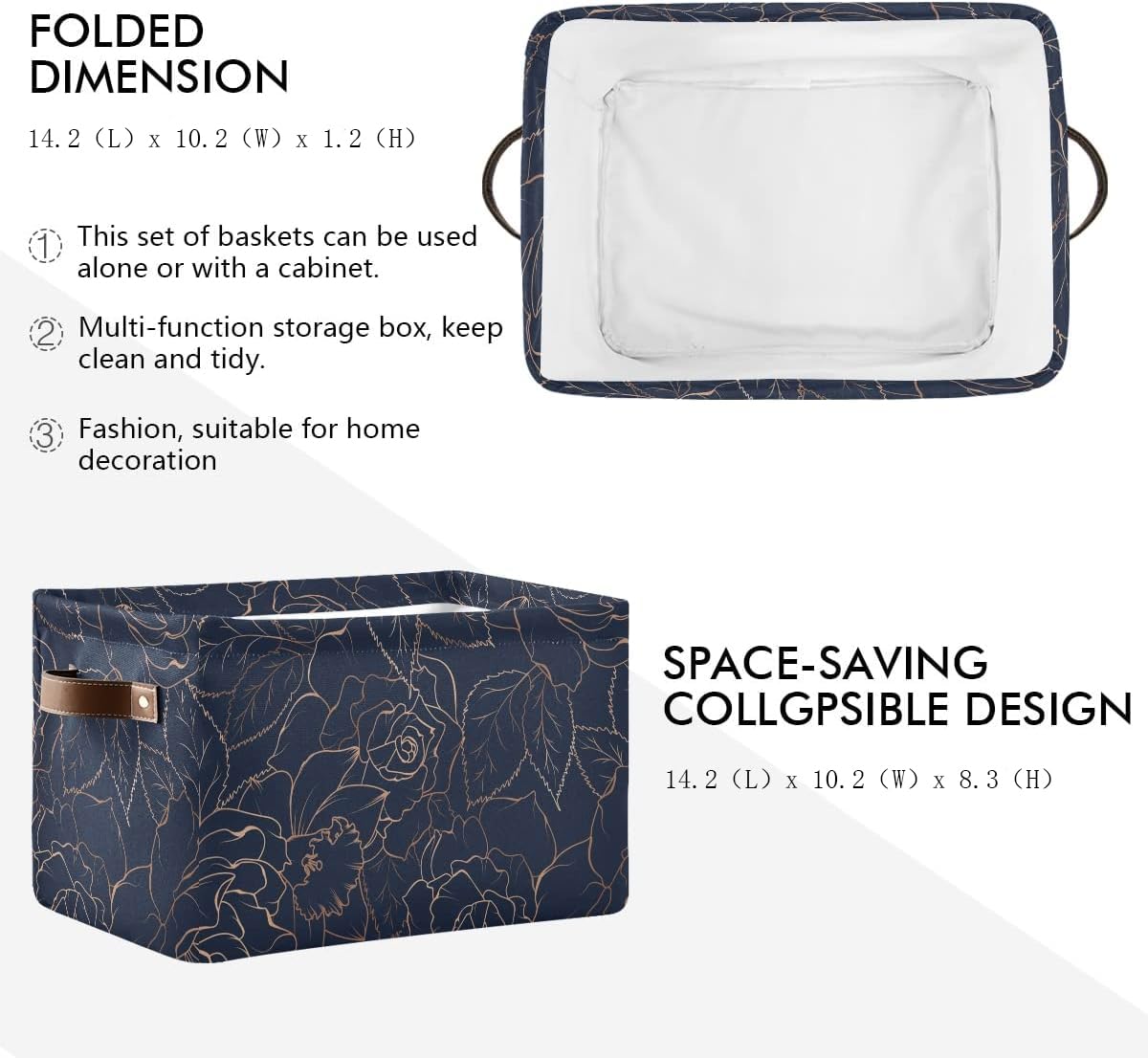 Susiyo Foldable Fabric Storage Bins with Handles - 1 Pack Navy Blue Storage Cubes for Shelves, Closet, Nursery & Home Organization | Perfect for Toys, Books & Household Items Storage