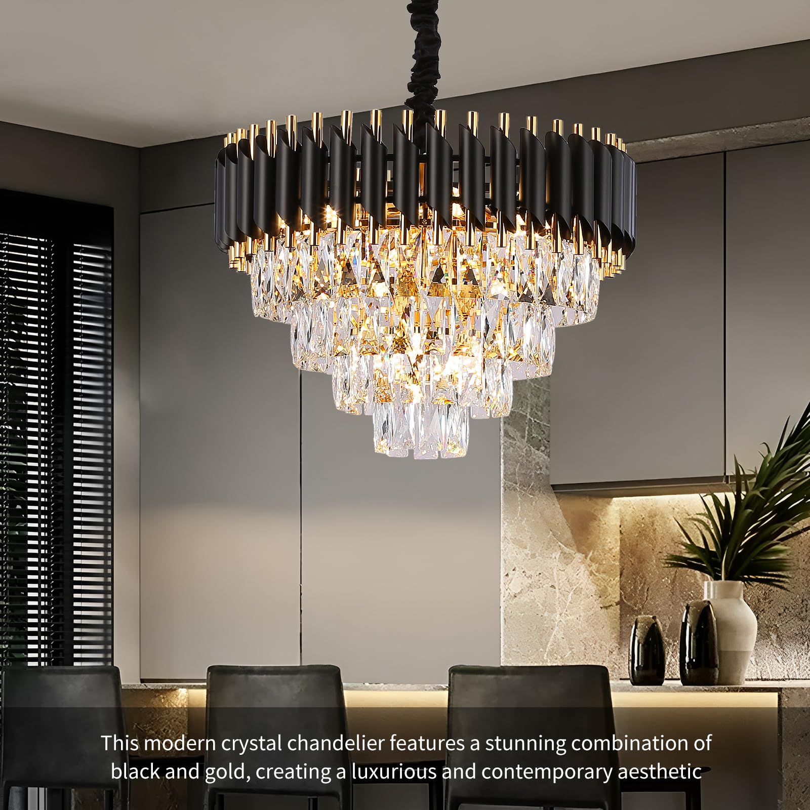 Gold and Black Crystal Chandelier - 20