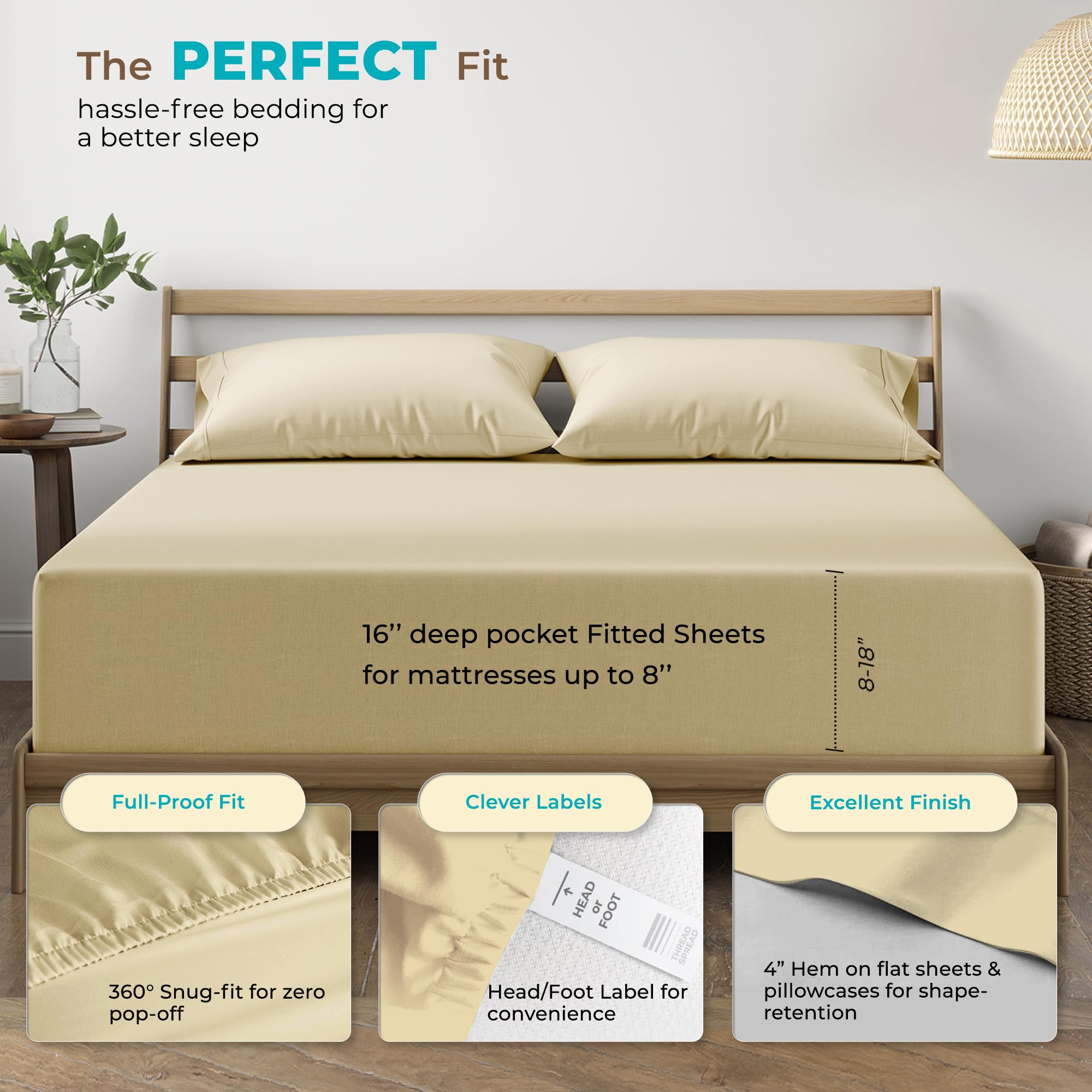 Premium 100% Egyptian Cotton Sheets Full Size - 800 Thread Count 4-Piece Set with Deep Pockets | Silky Soft Cooling Sateen Weave | Luxury Hotel Quality Bedding | Fits Mattress Up to 18
