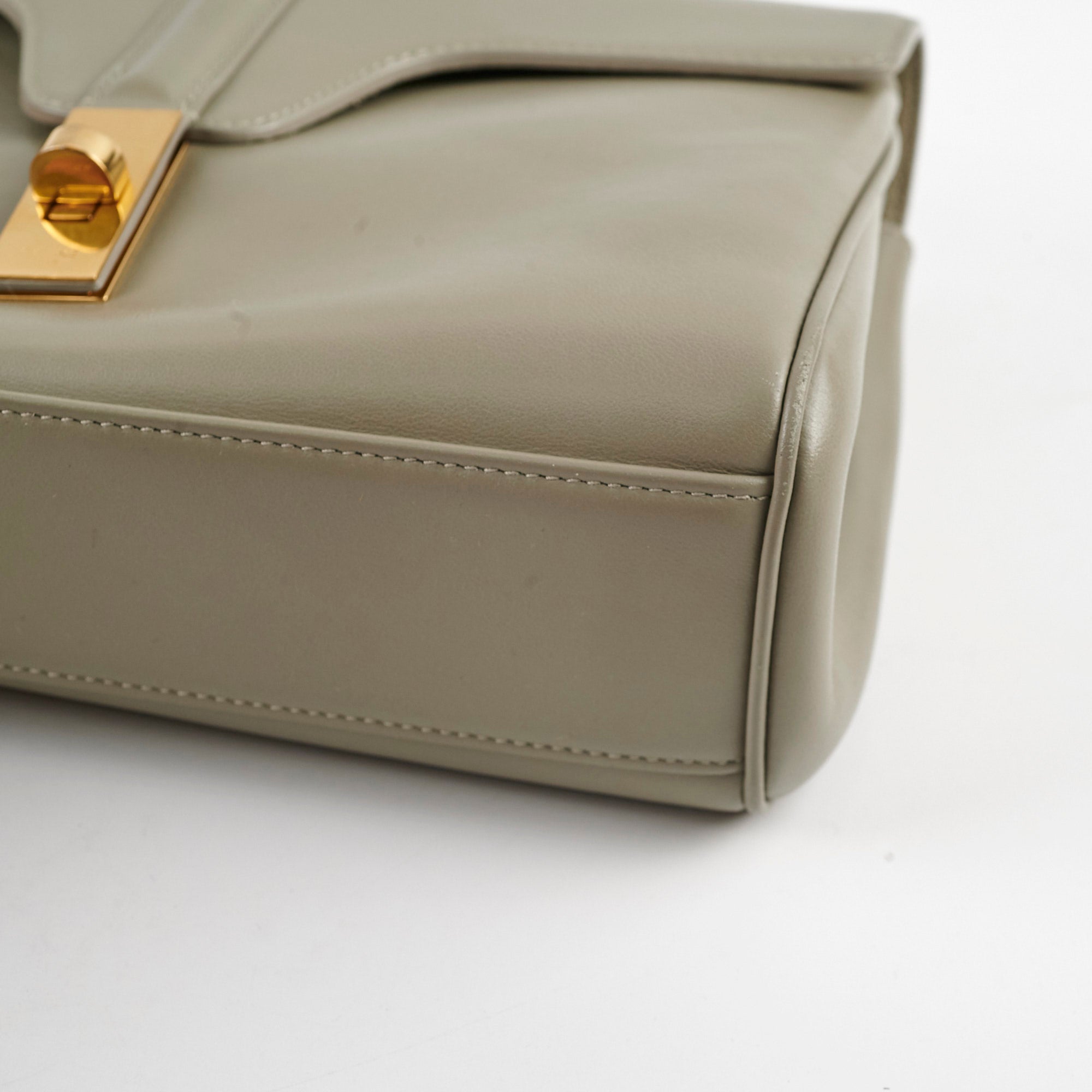 Celine Small 16 Satinated Calfskin Handbag in Green Clay | Luxury Crossbody Bag for Women | Perfect for Work, Travel & Evening Events