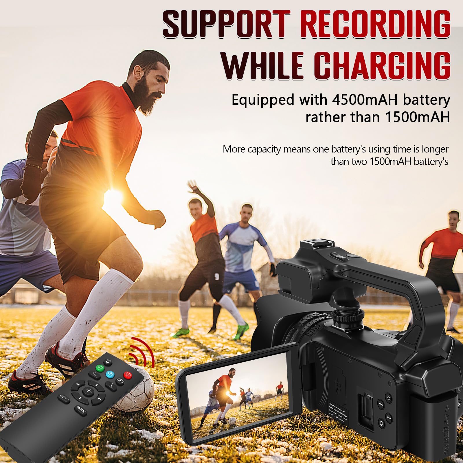 6K Video Camera Camcorder with 64MP & 18X Digital Zoom - WiFi Vlogging Camera for YouTube, IR Night Vision, 4500mAh Battery, Stabilizer, Mic, Remote Control - Perfect for Travel Vlogging, Live Streaming, and Outdoor Adventures