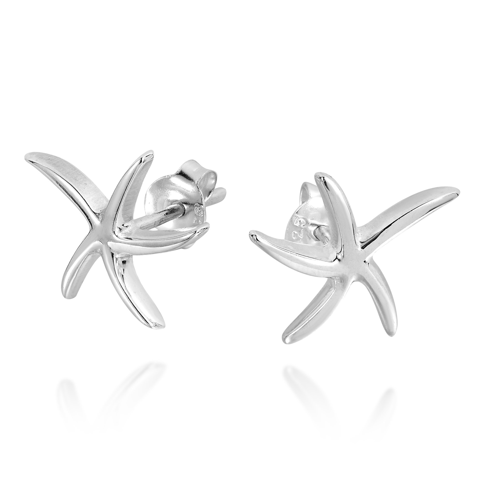 AeraVida .925 Sterling Silver Starfish Stud Earrings for Women - Minimalist Wavy Starfish Dangle Earrings - Perfect for Beach Vacations, Summer Outfits & Gift Giving