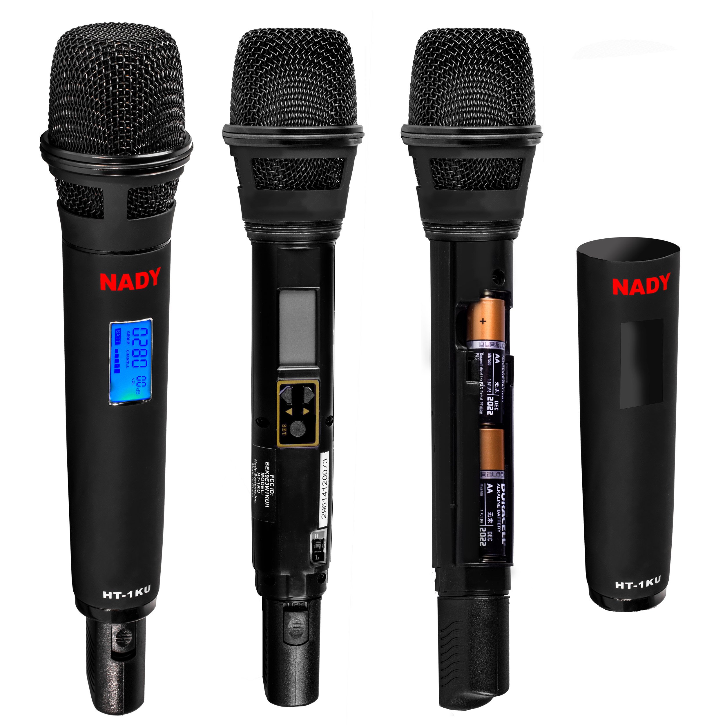 Nady 4W-1KU HT-LT Professional UHF Wireless System - 1000-Channel Quad True Diversity with 2 Handheld & 2 Lapel Mics - Auto Scan & Transmitter Pairing - All Metal Construction - Perfect for Live Performances, Conferences & Events