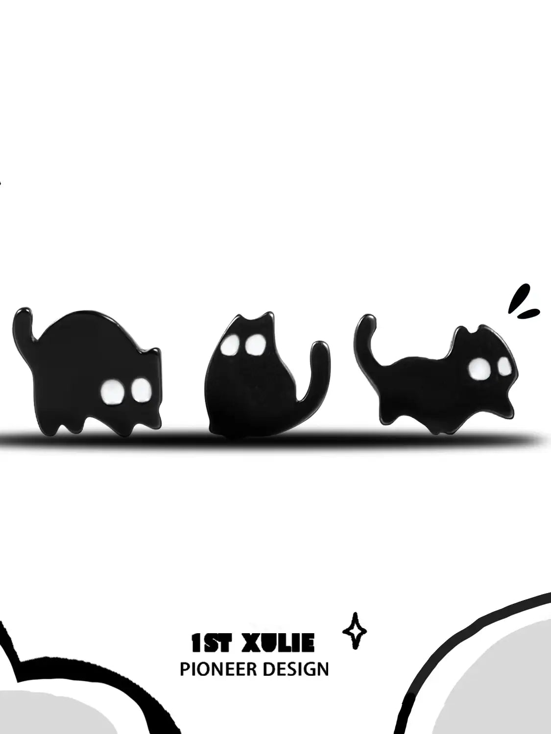 Ghosts Black Cat S925 Sterling Silver Stud Earrings for Women - Halloween Jewelry, Gothic Fashion Accessories, Perfect for Parties & Everyday Wear