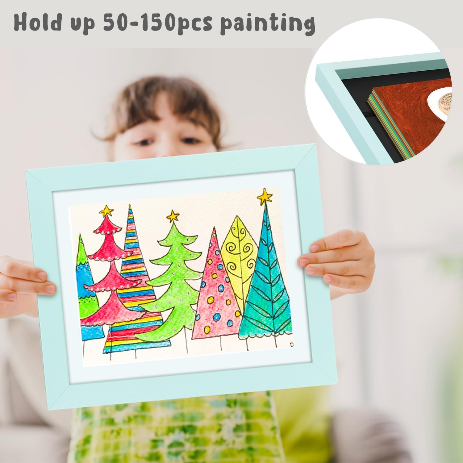 Golden State Art 10x12.5 Inch Kids Art Frames - Front Opening Display Frames for Children's Drawings, Art Projects & Schoolwork - Light Blue Set of 8 - Perfect for Home, Office or Classroom Decor