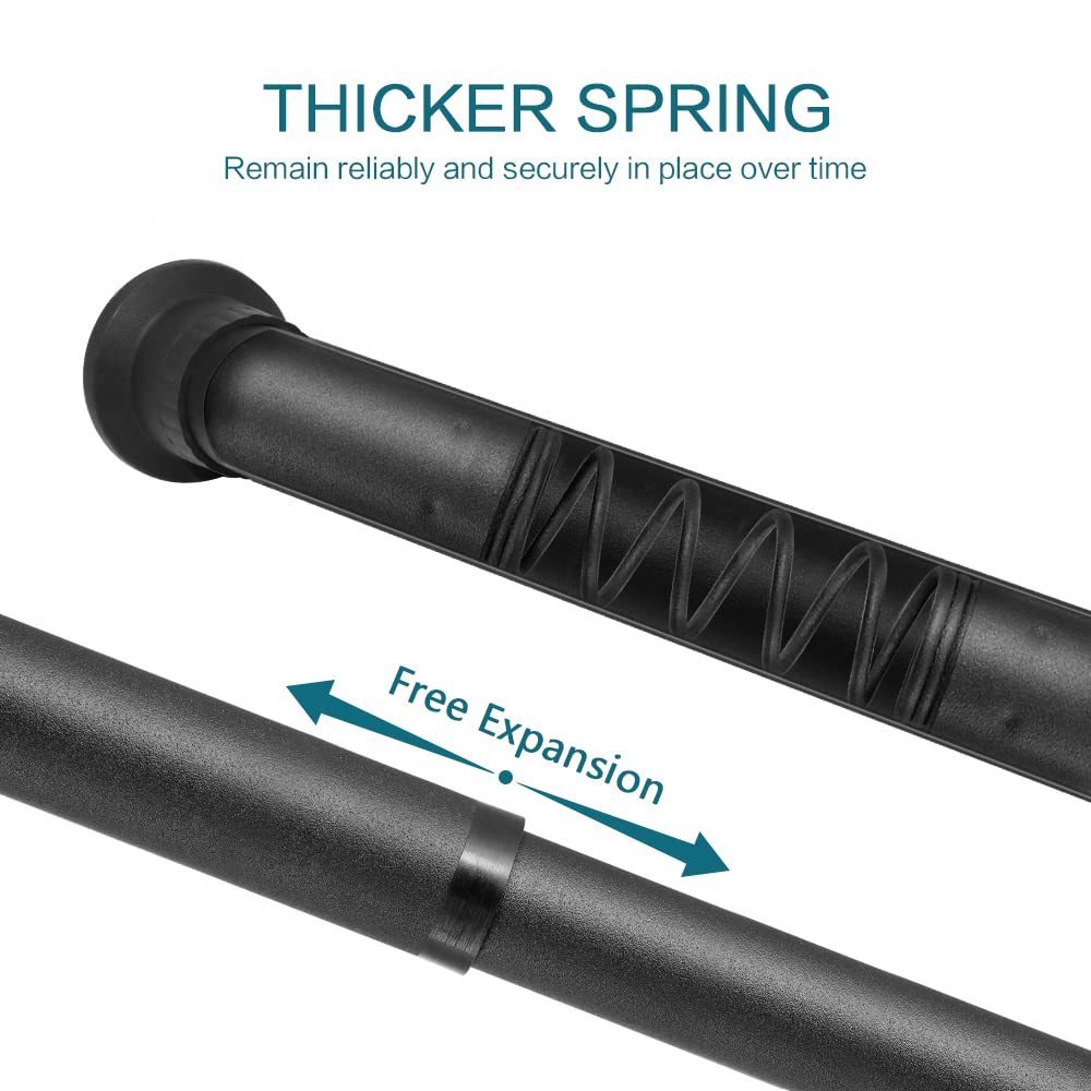 No Drill Room Divider Tension Curtain Rod - 122 to 150 Inch Adjustable Black Shower Window Rod for Bathroom, Bedroom & Living Room Partition