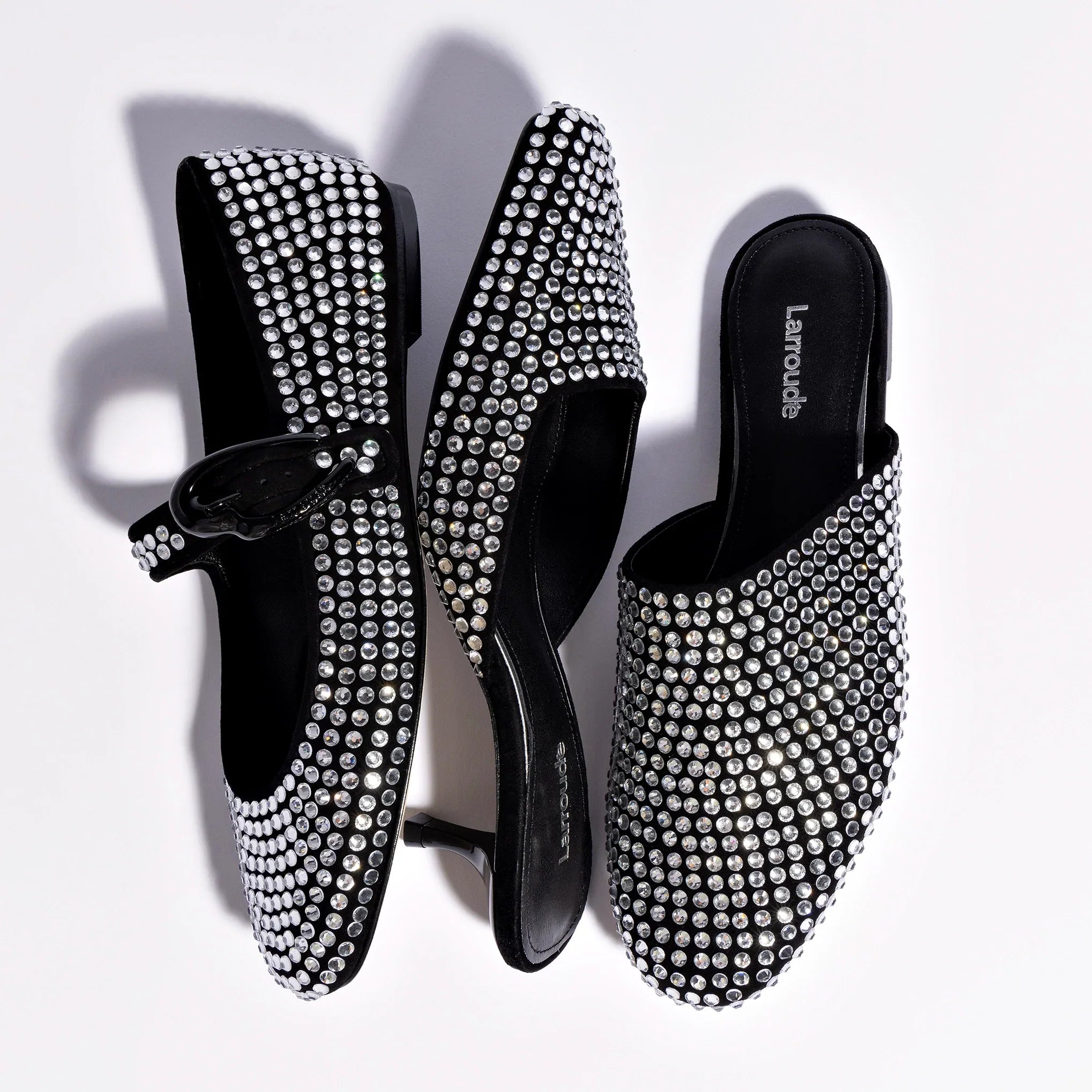 Amal Crystal Mule Shoes for Women - Black Suede Slip-On Loafers with Rhinestone Decor | Comfortable & Stylish for Office, Party & Casual Wear