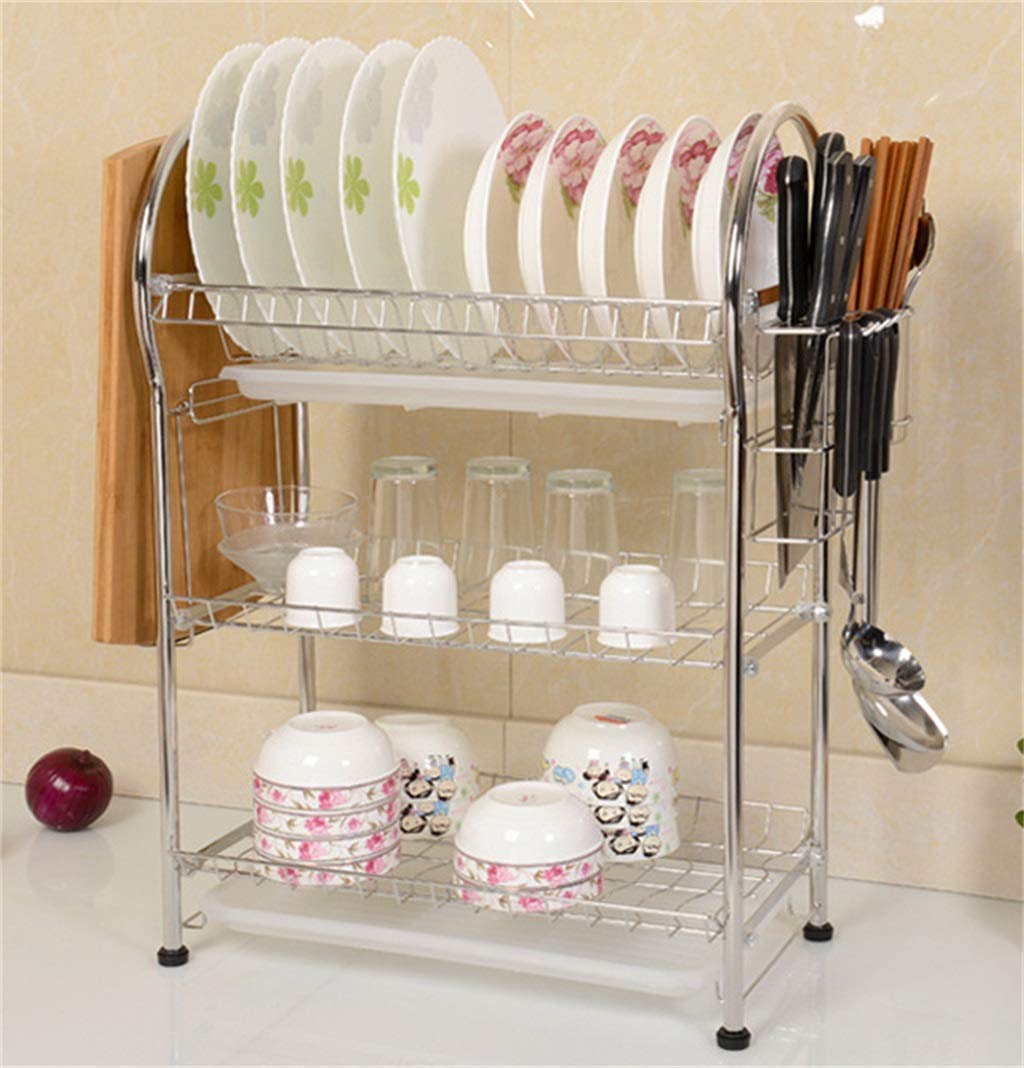 Premium Stainless Steel Dish Rack - Large Capacity Kitchen Drain Rack with Utensil Holder | Durable Dish Drying Rack for Countertop Storage | Perfect for Small Kitchens, Apartments & RV Use