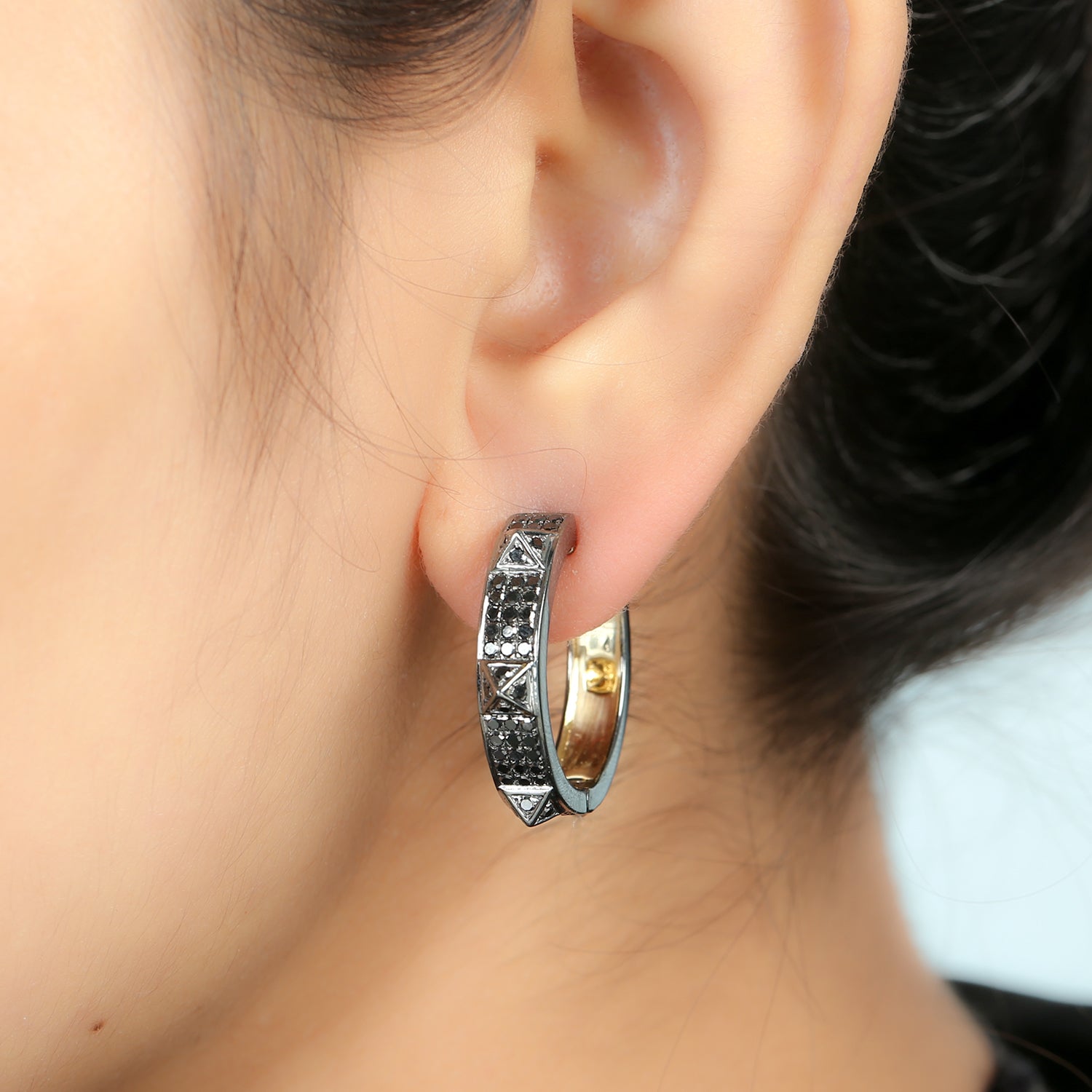 18K Yellow Gold 925 Silver Micro Pave Diamond Hoop Earrings for Women - Elegant Everyday Jewelry for Parties, Weddings & Special Occasions