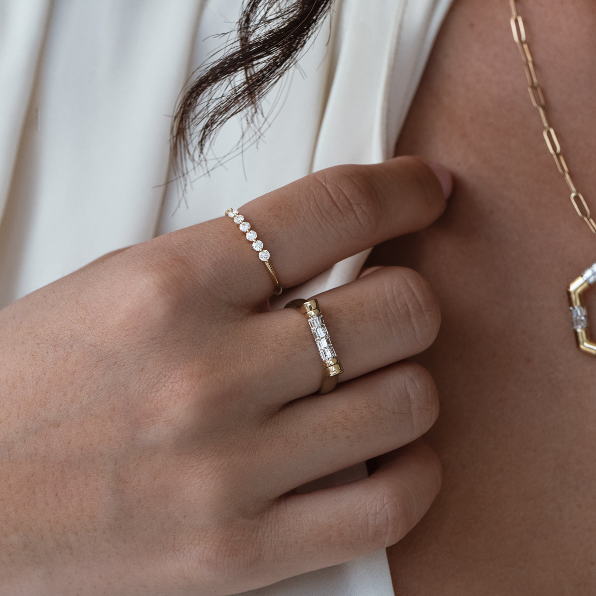 Tusk Baguette Flip Ring - Elegant Stackable Gold Plated Ring for Women | Perfect for Everyday Wear, Parties & Gifts