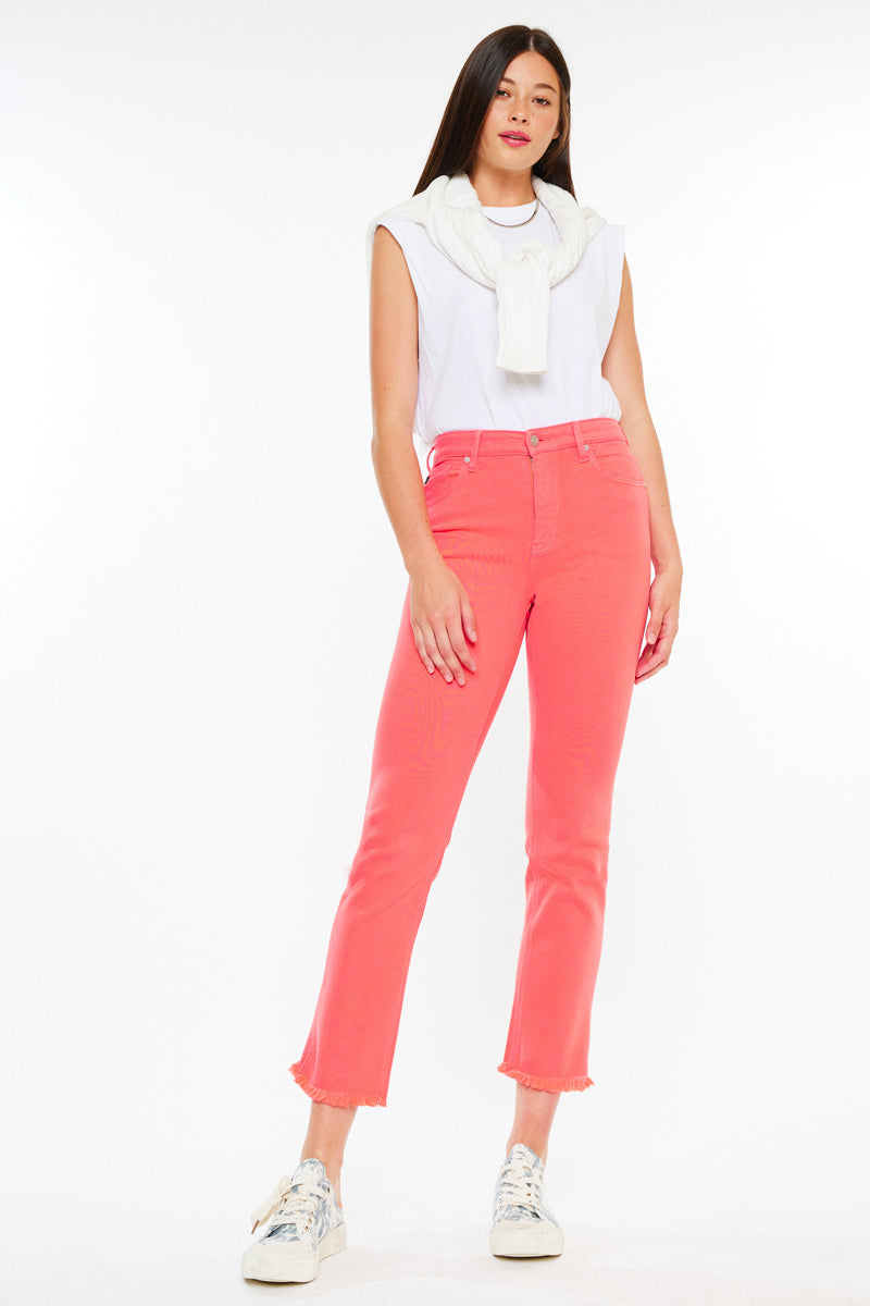 Tiana High Rise Slim Straight Jeans for Women - Stretchy Denim Pants, Comfortable & Flattering Fit - Perfect for Casual Wear, Office, and Night Out