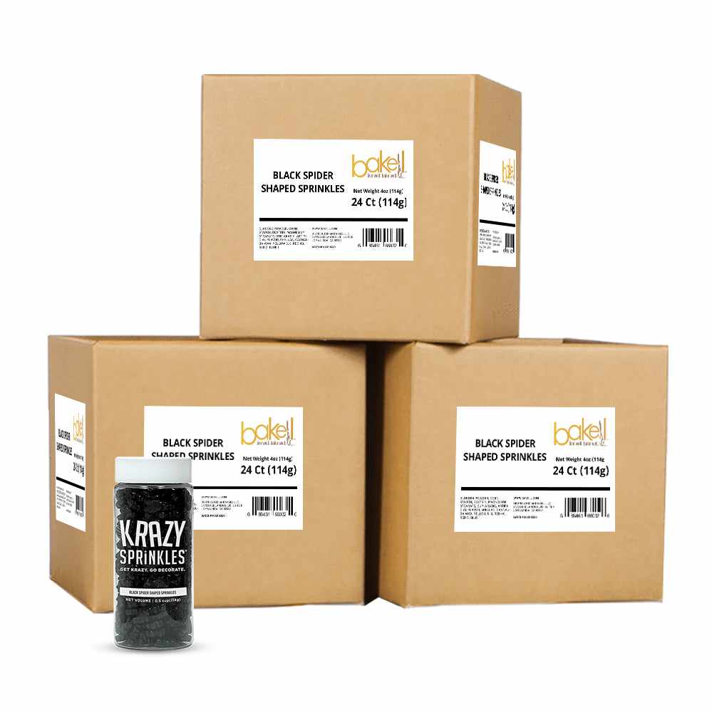 Wholesale Black Spider Shaped Sprinkles - 24 Units per Case | Perfect for Halloween Baking, Cupcake Decorations & Party Treats