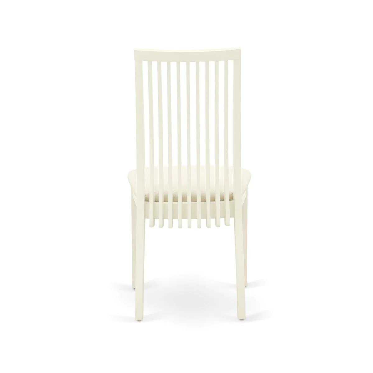 East West Furniture DMIP3-LWH-C 3-Piece White Linen Dining Set with Round Drop-Leaf Table (42x42 Inch) & 2 Upholstered Chairs - Perfect for Small Kitchens, Breakfast Nooks & Cozy Apartments