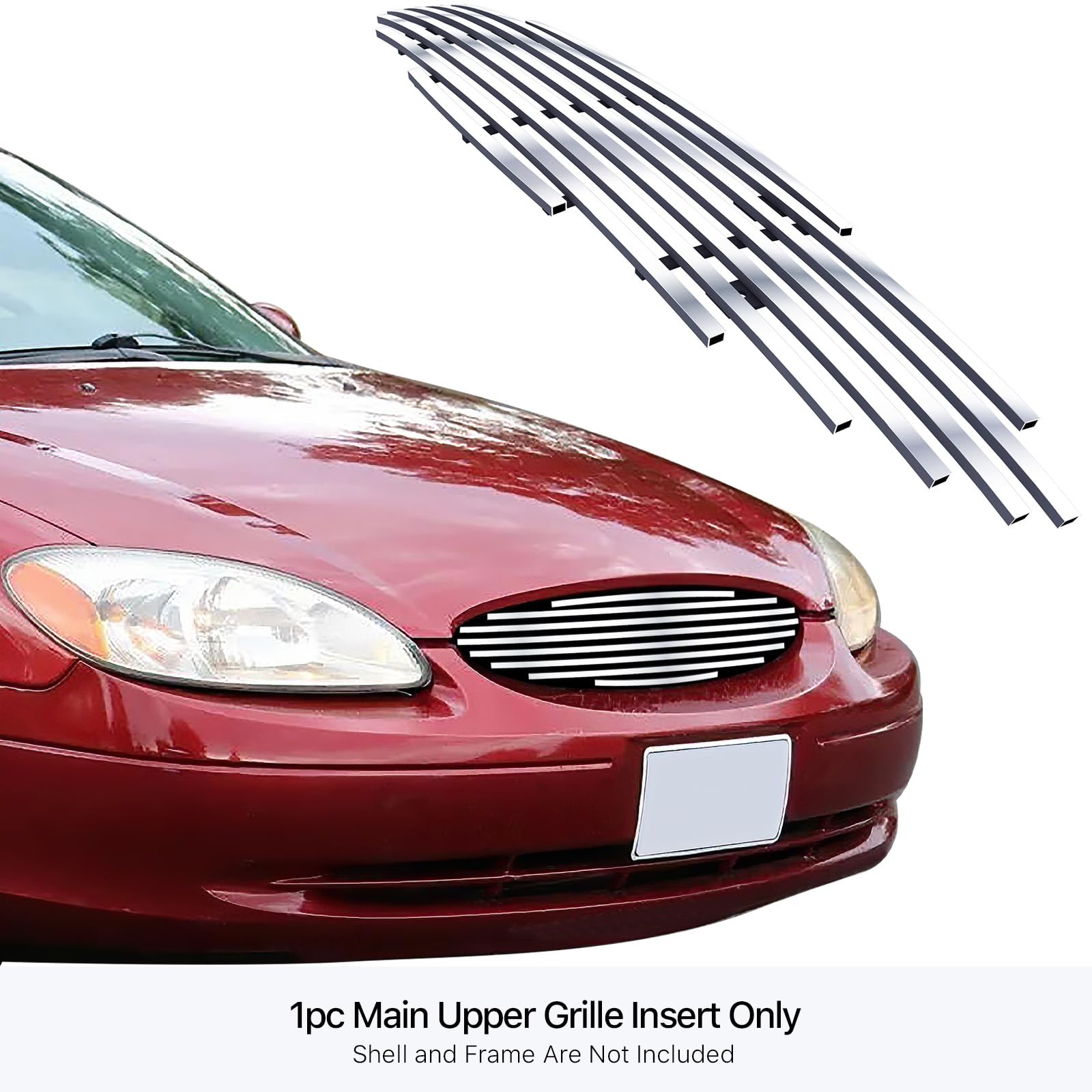APS Compatible with Ford Taurus 2000-2003 Main Upper Chrome Billet Front Grille Insert F65494A - Upgrade Your Car's Style for Street & Show