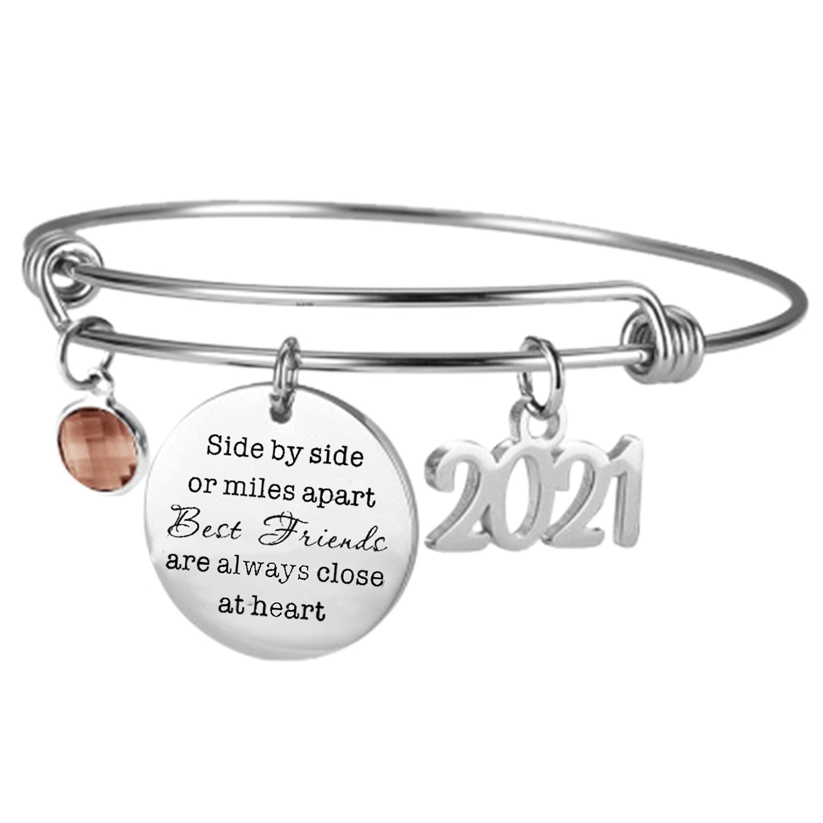 2021 Graduation Gift Bracelets - Silver Adjustable Charm Bracelet with Easy Detach Feature for Women | Perfect for Graduation Ceremony, Party & Everyday Wear