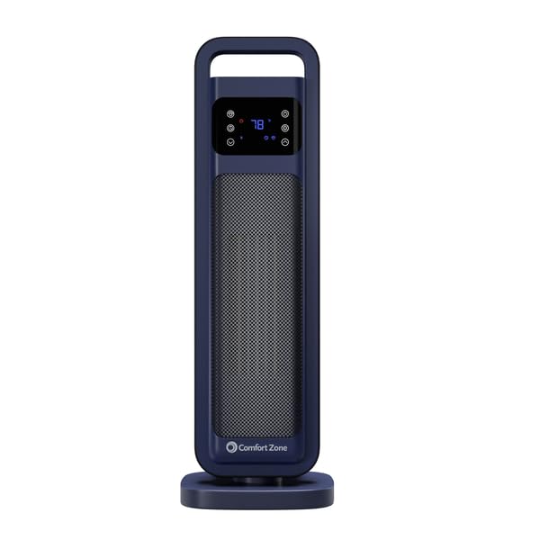 1500W Portable Space Heater with Remote Control, Thermostat & 24H Timer - 26 Inch Oscillating Indoor Heater for Bedroom, Office, Living Room | Overheat Protection & 50° Wide-Angle Heating | Navy Blue Energy Efficient Room Warmer