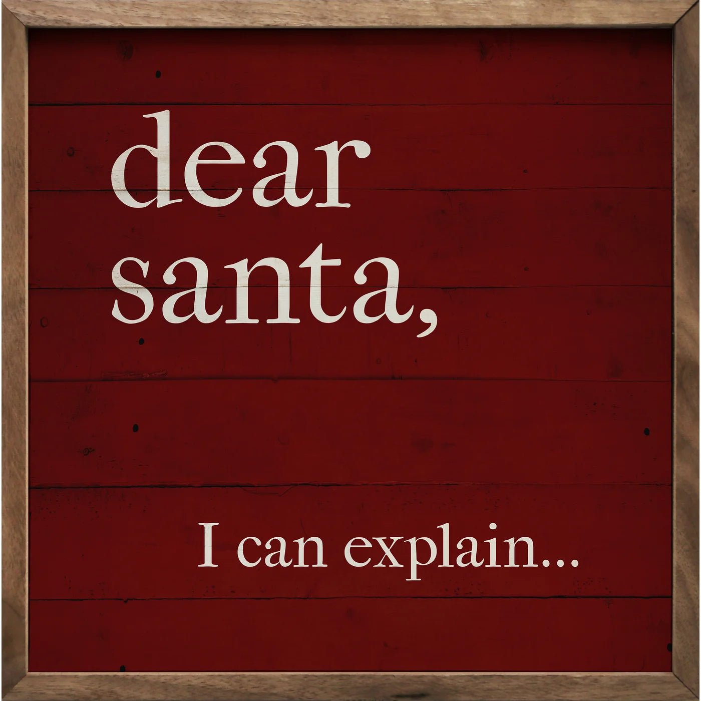 Dear Santa I Can Explain Wood Framed Print - Christmas Wall Art Decor for Home, Office & Gifts - Perfect for Holiday Decorations & Festive Cheer