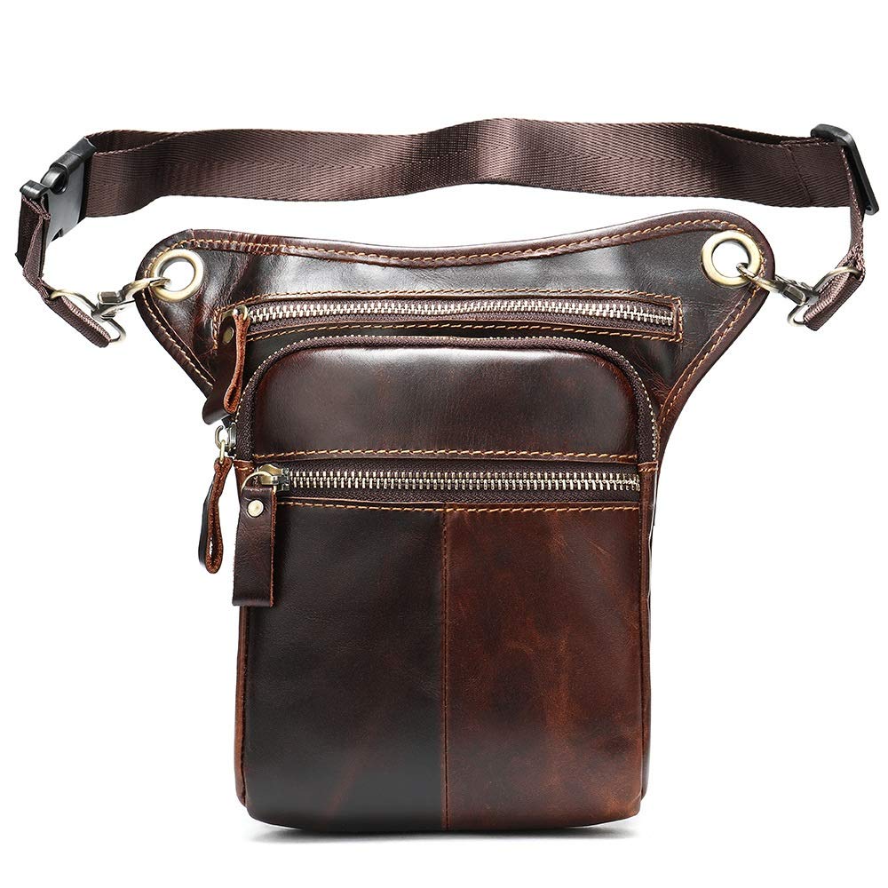 Vintage Leather Canvas Messenger Bag for Men - Crossbody Sports Leg Bag, Outdoor Multifunctional Waist Pack with Adjustable Belt - Perfect for Cycling, Fishing, Hiking & Travel Accessories