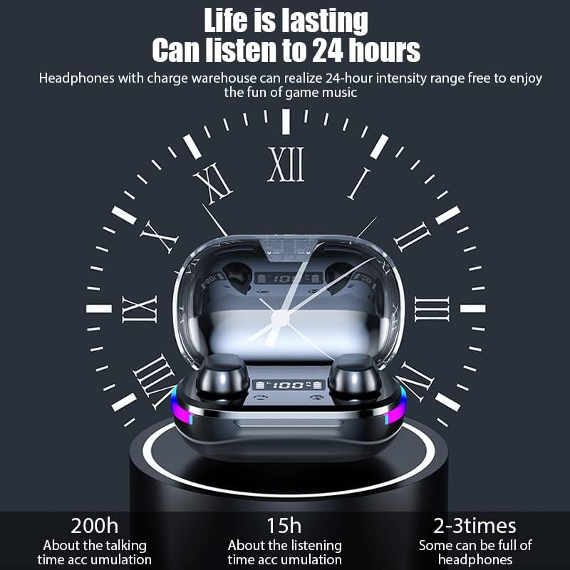 BD&M Wireless Earbuds with HiFi Digital LED Display - Bluetooth 5.0 TWS Stereo Gaming Earbuds for iPhone Android - Noise Cancelling In-Ear Headphones for Workout, Running, Gym, Sports & Office Use