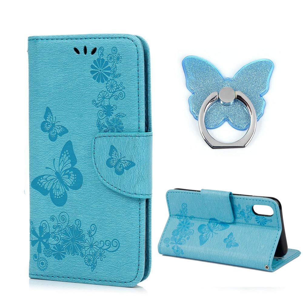 BONTOUJOUR iPhone X/Xs Wallet Case - PU Leather Flip Cover with Card Slots & Stand for Daily Use
